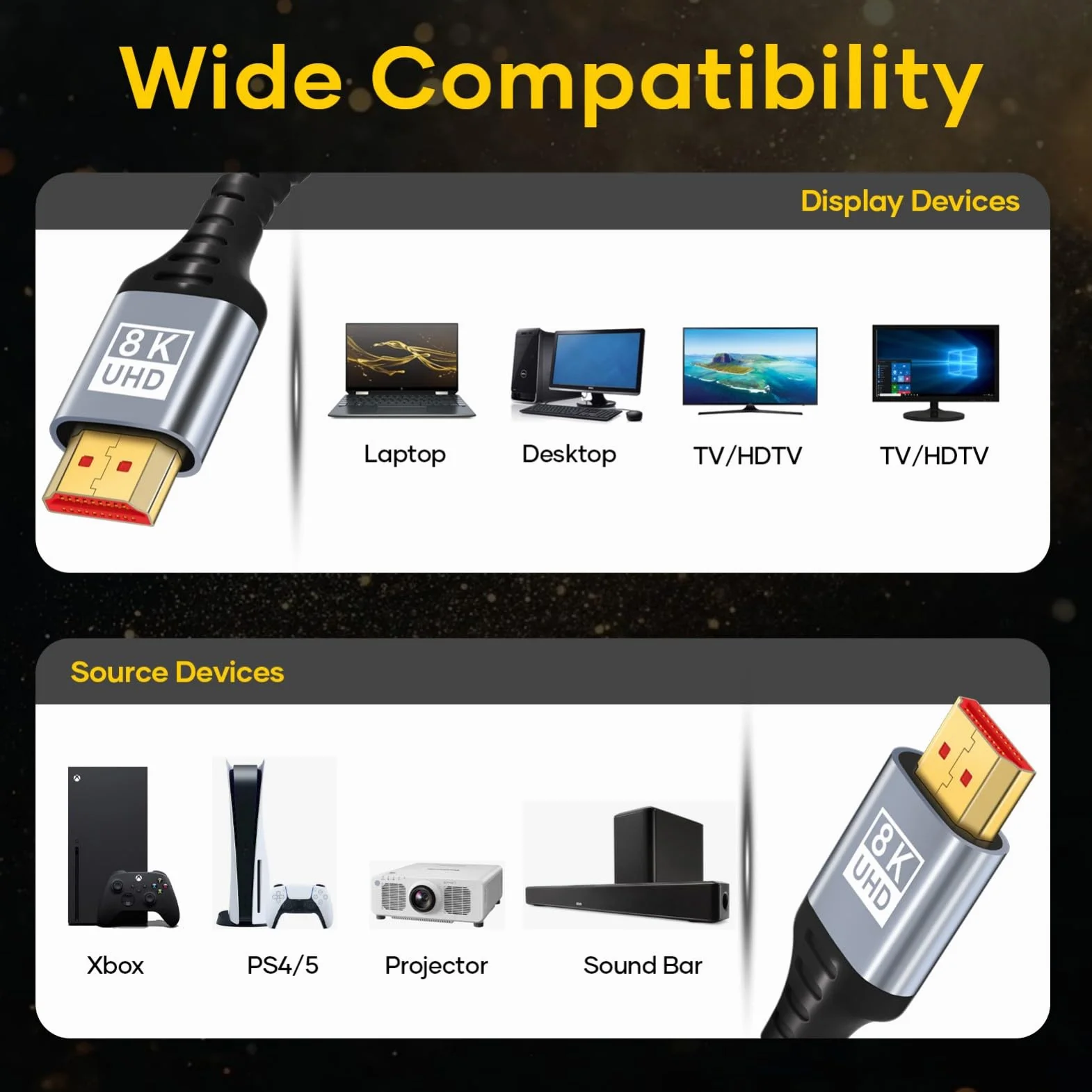 Kabel HDMI 2.1 5m 48 Gbps 8K 60Hz 4K 120Hz HDR10 eARC HDCP 2.2