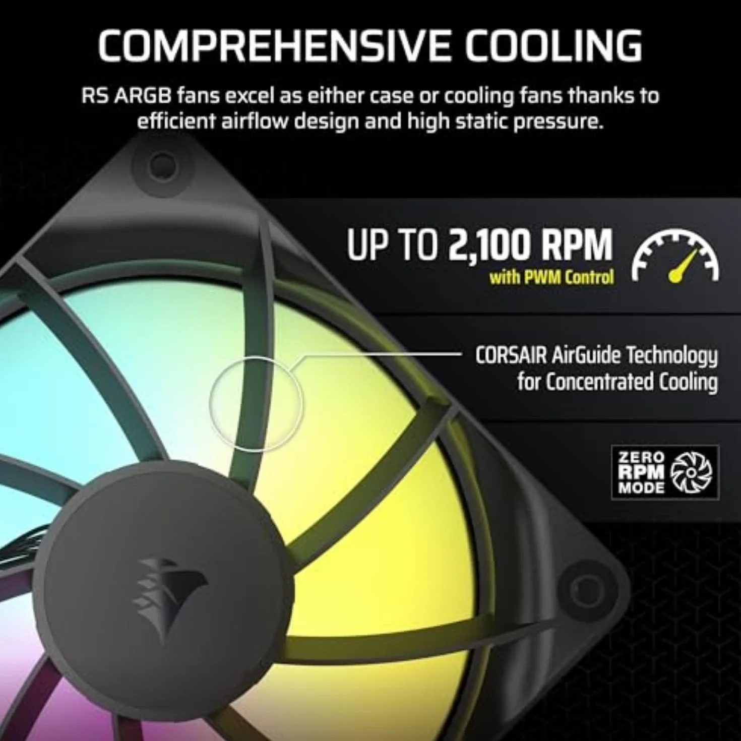 CORSAIR RS120 ARGB 120 mm PWM Wentylatory – Połączenie Daisy-Chain – Niski Poziom Hałasu – Łożysko Magnetyczne – Pakiet Potrójny – Czarny
