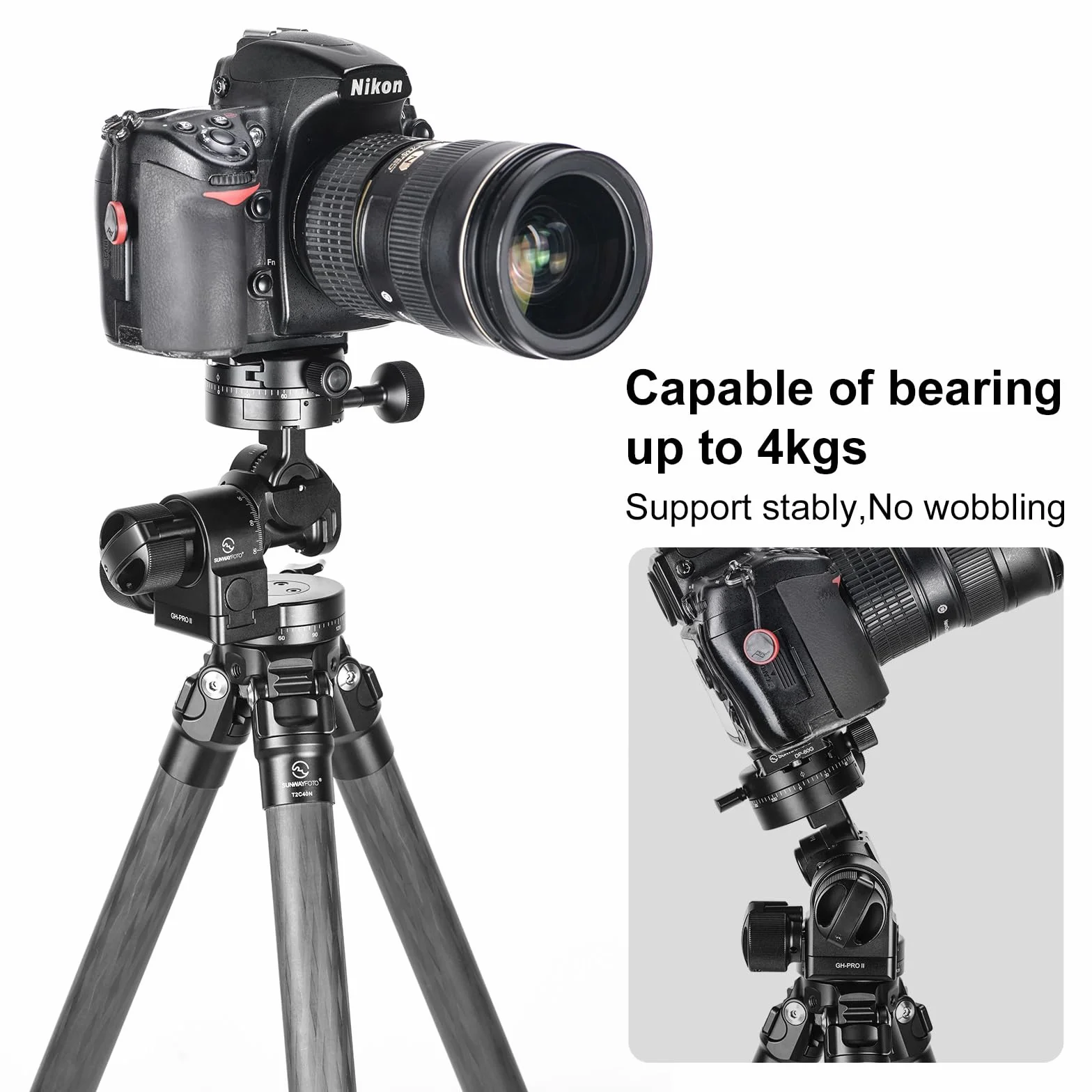 Sunwayfoto GH-PROII+ głowica przekładni, niezależna regulacja 3D, z uzębionym zaciskiem obrotowym GC-01, czarna, do aparatu, montażu statywu