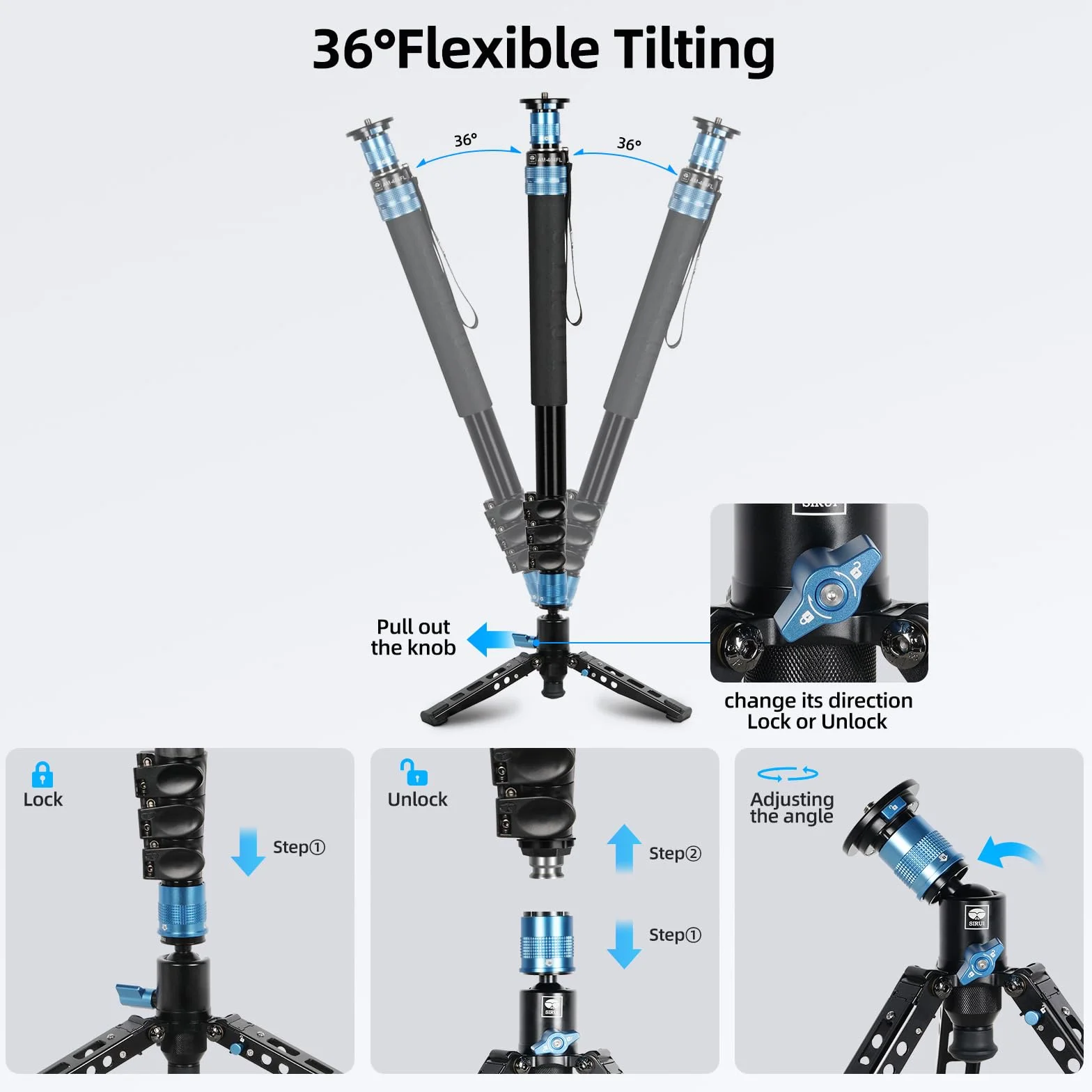 SIRUI AM-404FL monopod statyw aluminiowy 190 cm 360° 12 kg