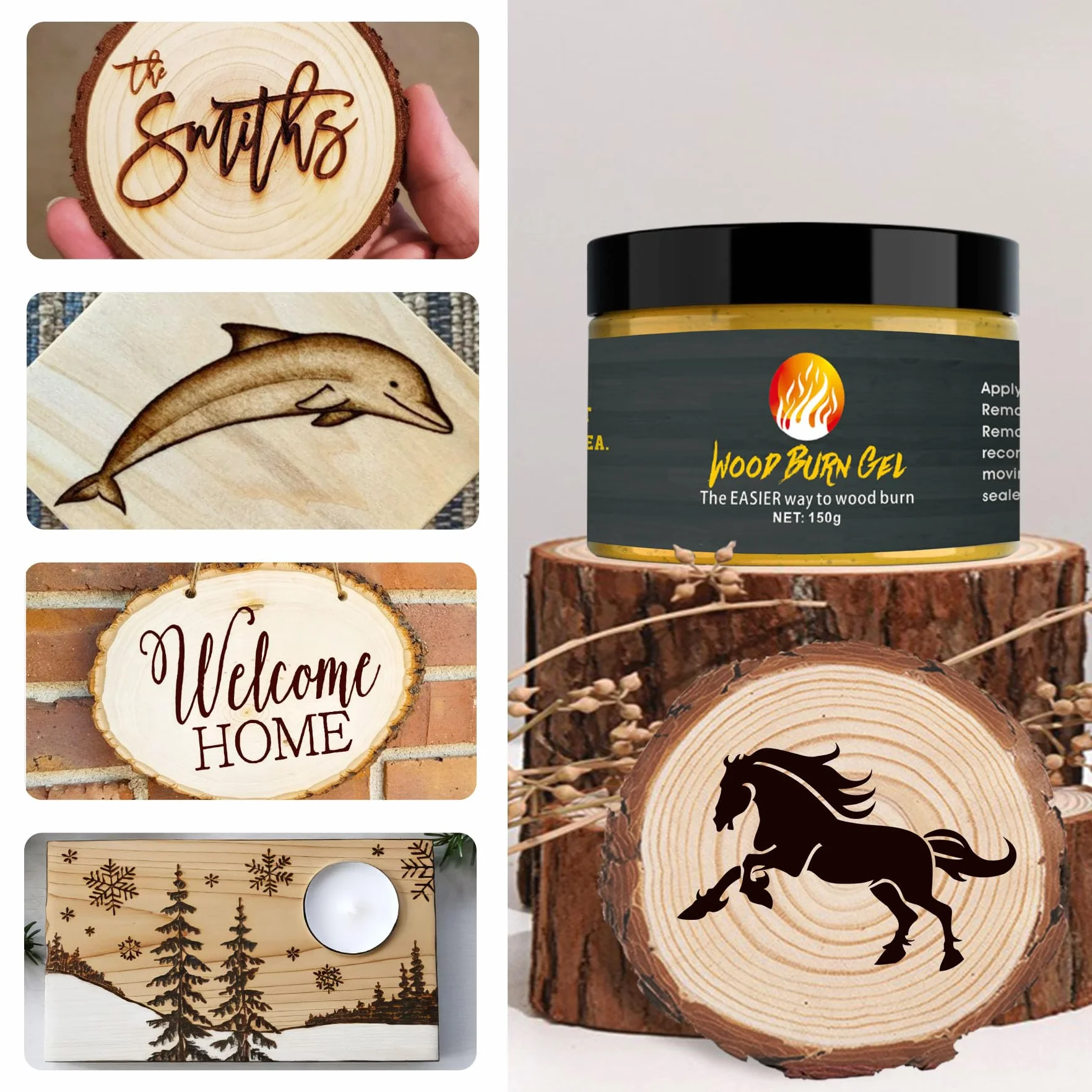 Drewniany żel do spalania 150 g - aktywowany termicznie marker do rysowania i majsterkowania, tworzący magiczną sztukę w kilka minut