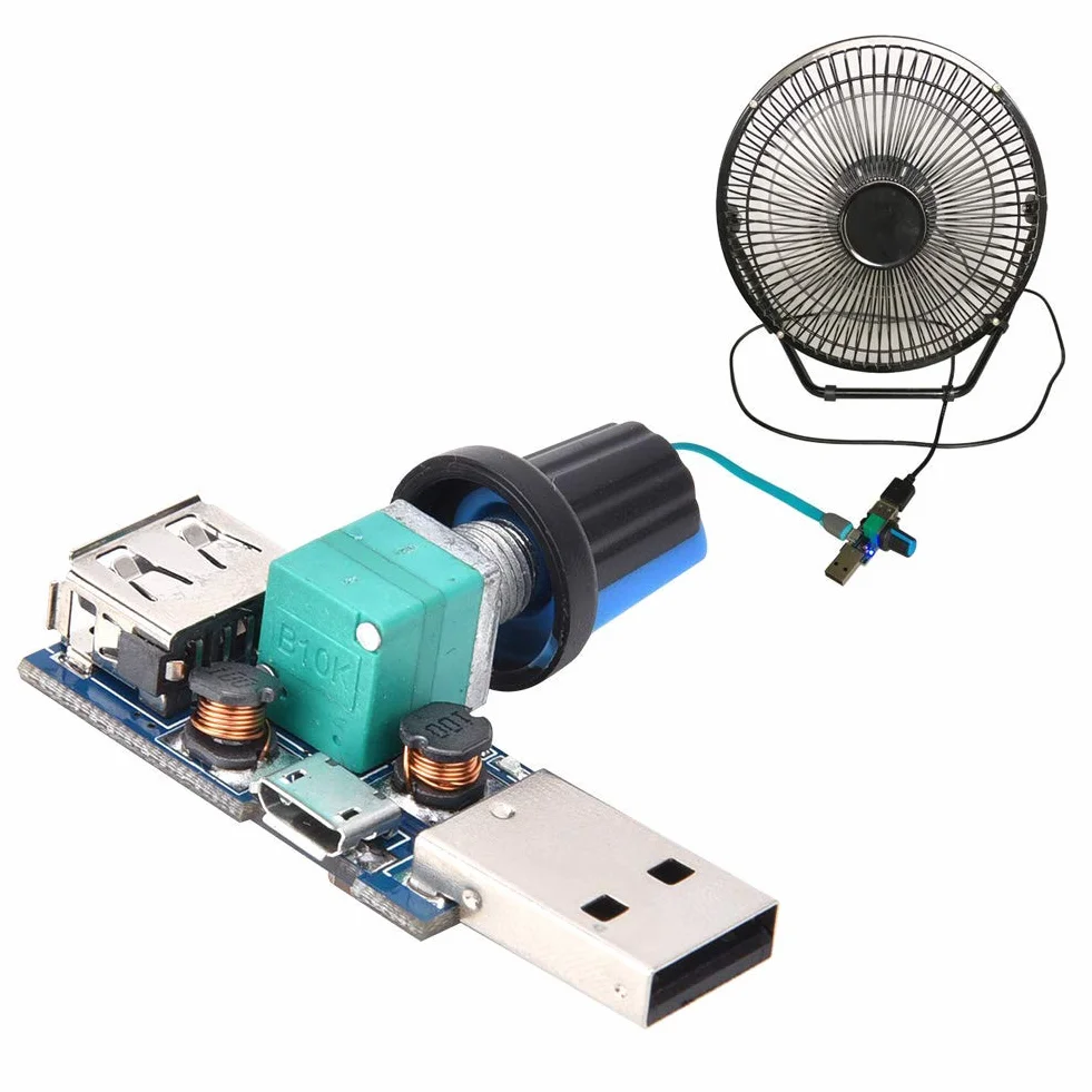 2 Sztuk 5V Wentylator Usb Bezstopniowy Regulator Prędkości Z Przełącznikiem Moduł Prędkości Regulator Prędkości Wyciszenie Chłodzenia Wielobiegowy Regulator Prędkości Wiatru Dla Domu Biurowego