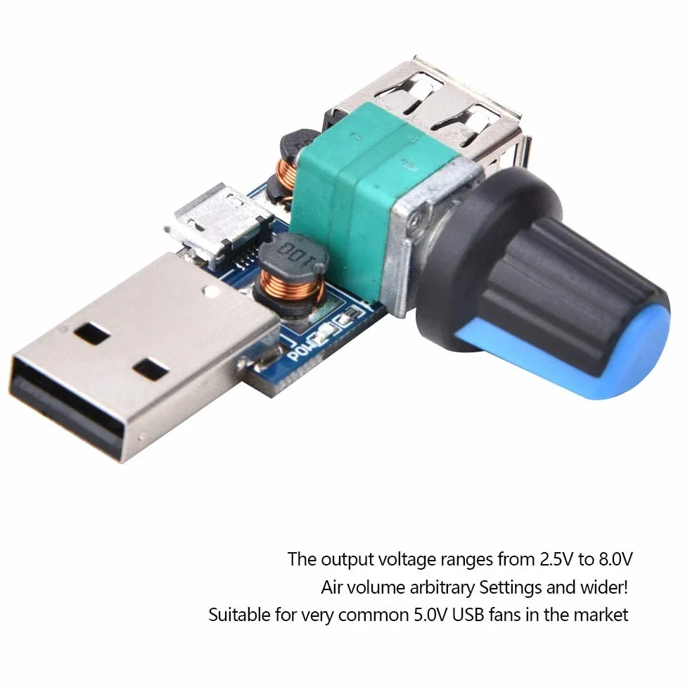 2 Sztuk 5V Wentylator Usb Bezstopniowy Regulator Prędkości Z Przełącznikiem Moduł Prędkości Regulator Prędkości Wyciszenie Chłodzenia Wielobiegowy Regulator Prędkości Wiatru Dla Domu Biurowego