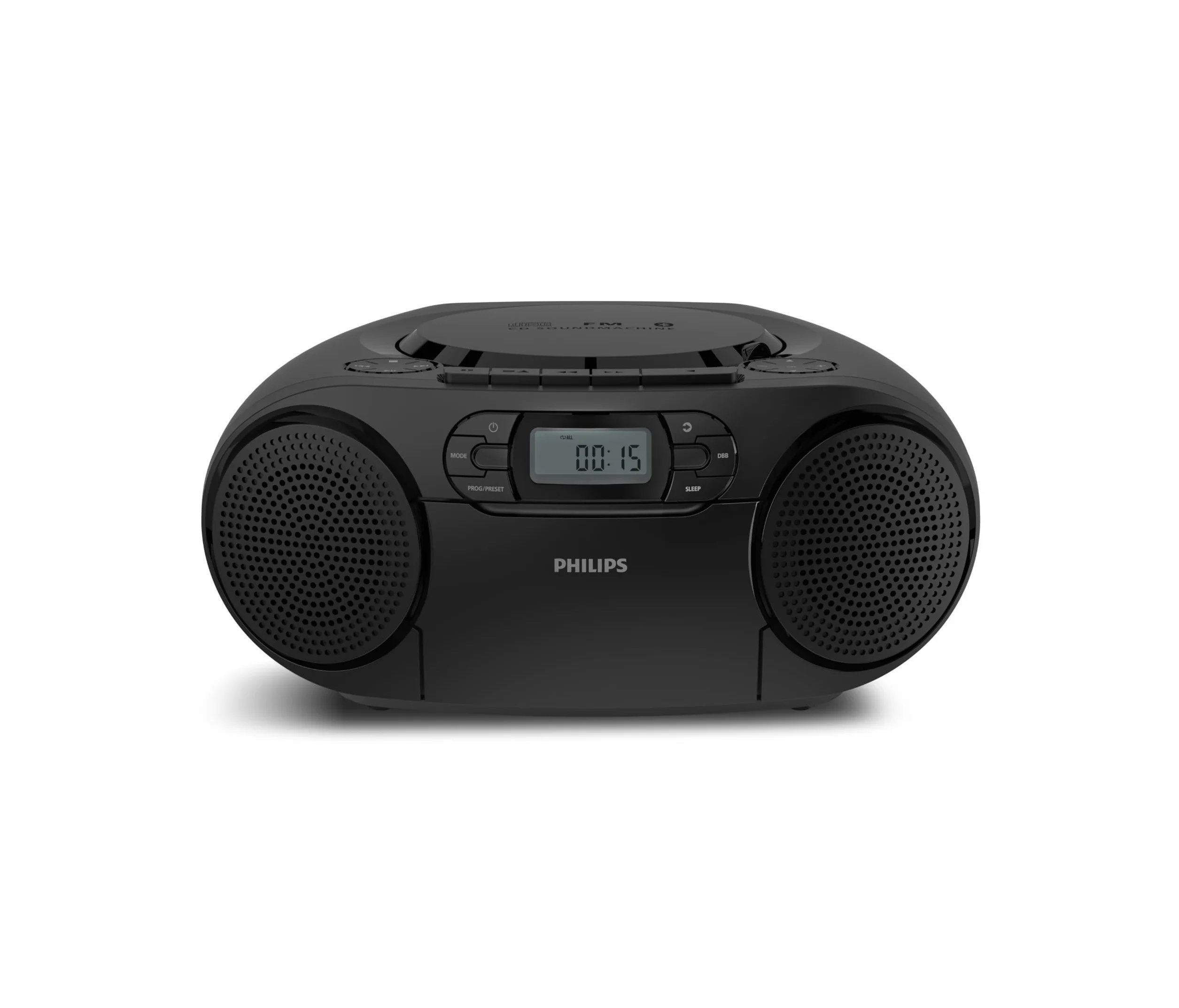 Philips TAZ2200 Przenośny radioodtwarzacz CD i kasetowy z radiem FM, Bluetooth 6.0, odtwarzanie USB, wejście audio, Dynamic Bass Boost, głośniki stereo 6W, zasilanie AC/bateryjne, uchwyt – srebrny