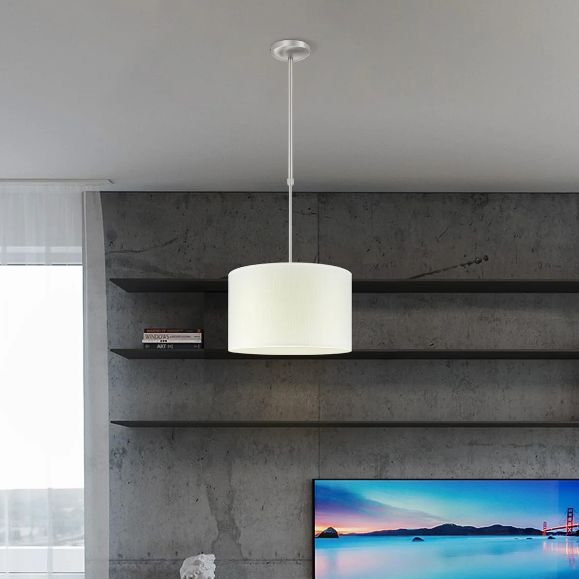 home sweet home collection Klosz lampy okrągły | płótno | abażur materiałowy | abażur tekstylny | abażur bawełniany | do oprawek E27 | średnica 35 cm wysokość 21 cm | biały | do wszystkich pomieszczeń wewnętrznych IP20