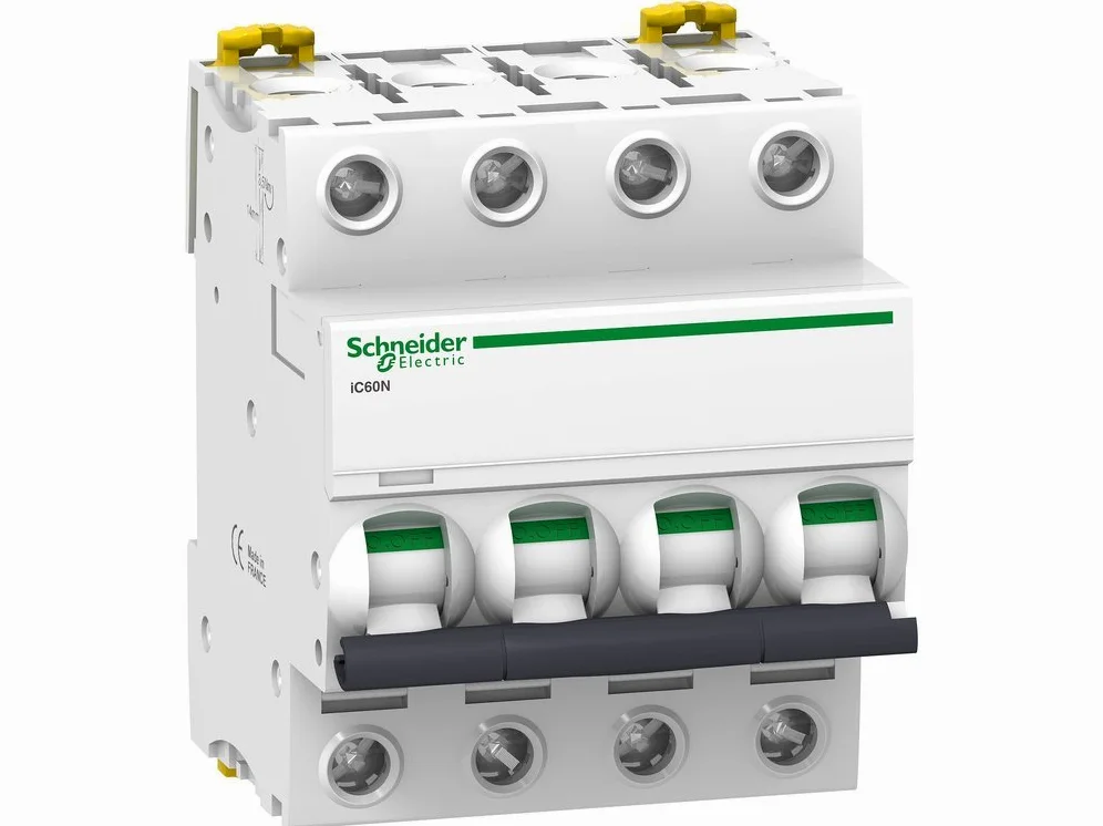 Schneider Electric A9F74101 termomagnetyczny bezpiecznik automatyczny iC60N, 1P, 1 A, C krzywa (przełącznik), biały, A9F74404