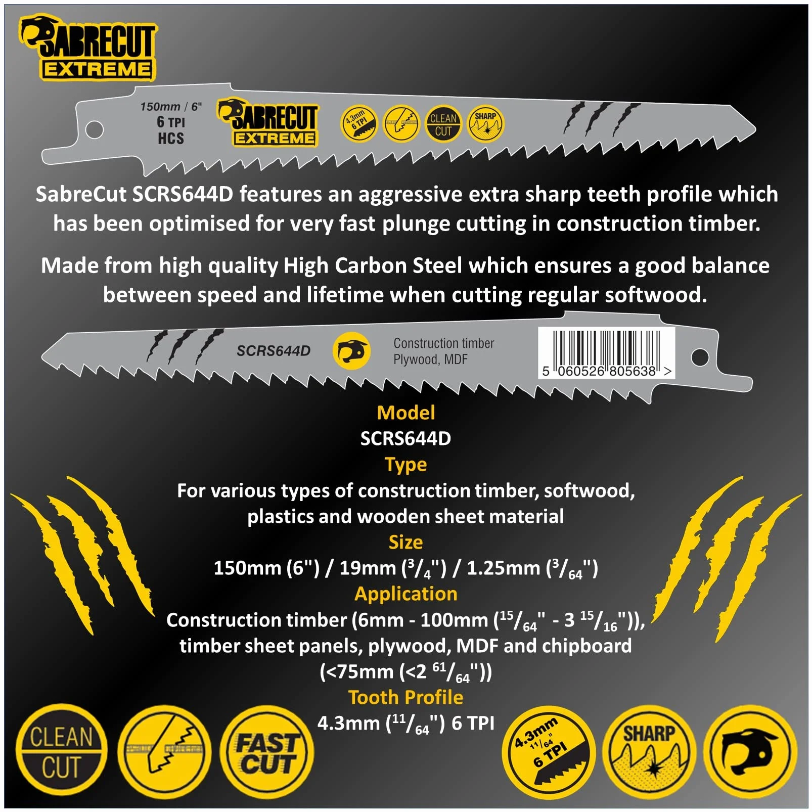 10 x SabreCut SCRSKW10A Mixed S644D S1531L S2345X brzeszczoty szablaste do szybkiego cięcia drewna kompatybilne z Bosch Dewalt Makita i wieloma innymi