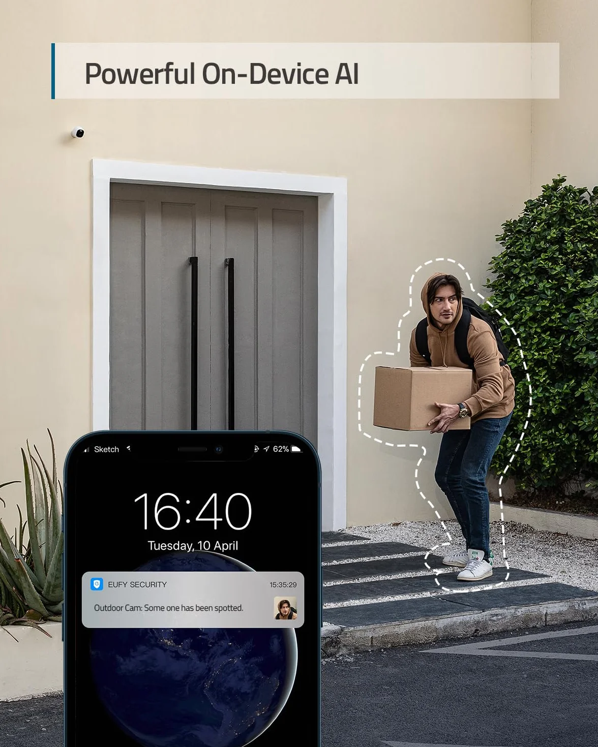 Eufy Security Solo OutdoorCam C24 Kamera monitoringu zewnętrzna 2K reflektor widoczność w nocy w kolorze IP67