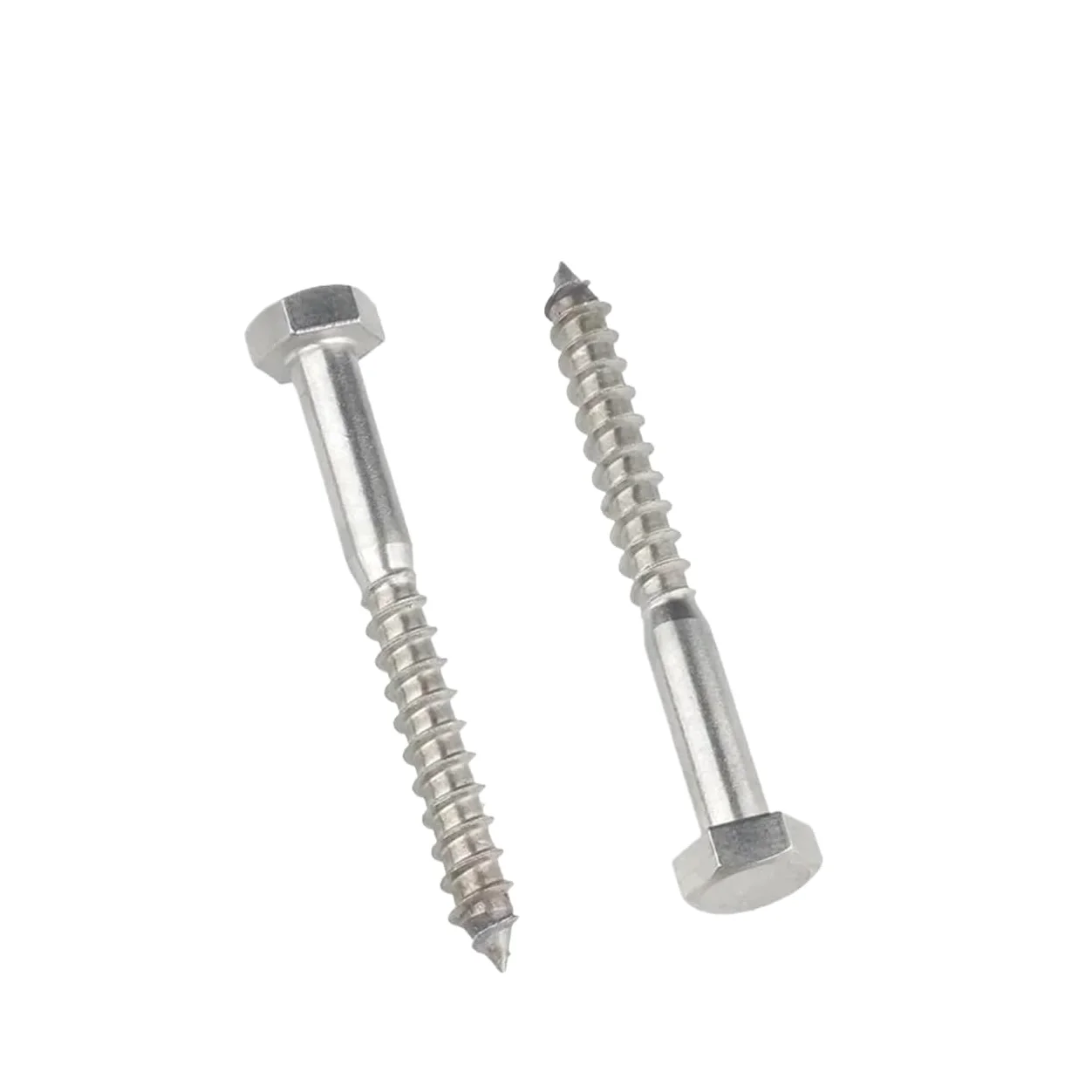 Hex Head Self-Tapping Wood Screws M8-M12 Stainless Steel | Hex drive, wood fix, outdoor use, rust-proof(M8x100-5pcs)