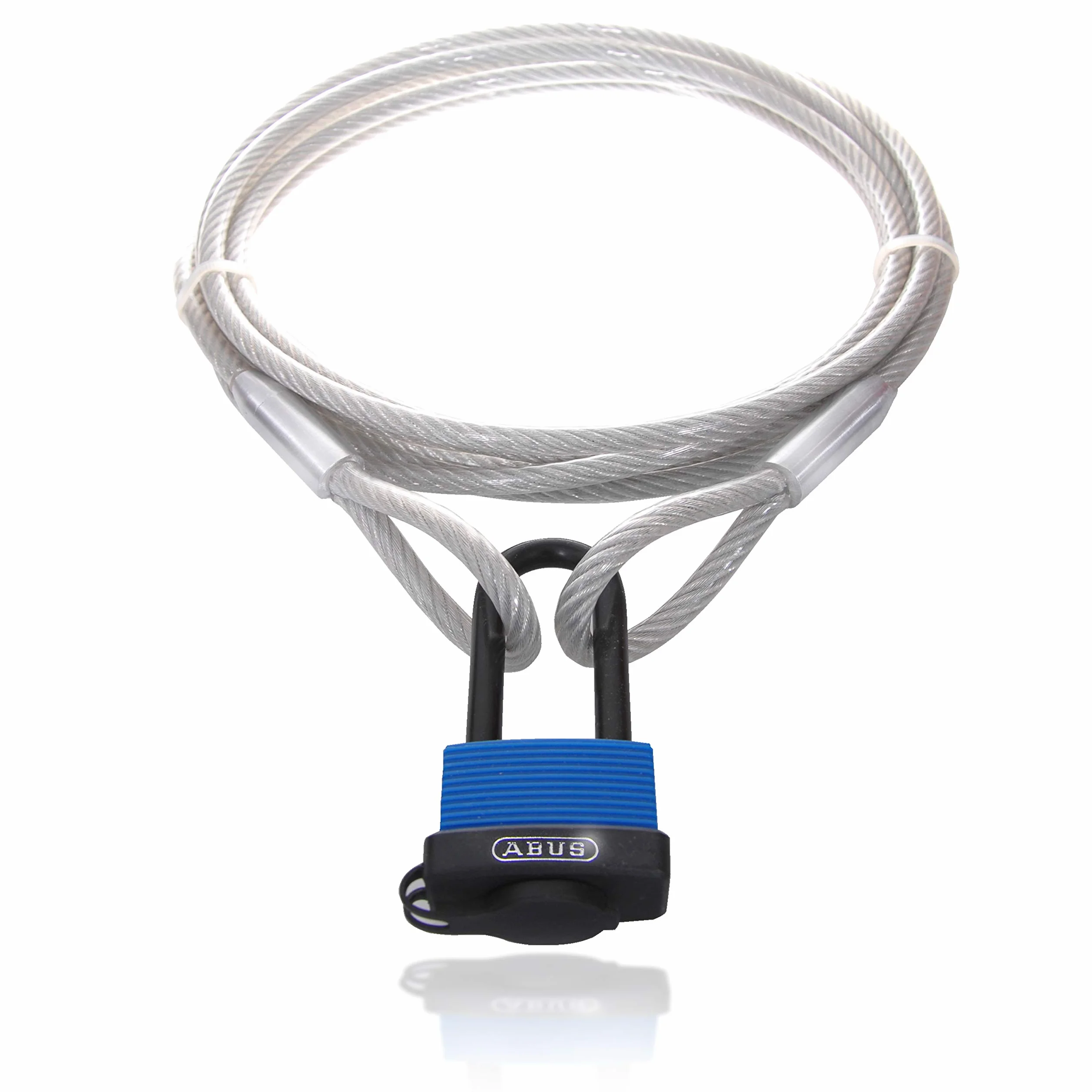 Kabel ze szlufkami, stalowy kabel z kłódką Abus [1 m – 50 m] – linka pętli, zamek linowy, zapięcie kablowe, grubość: 12 mm (10 na 12) | długość: 4 m