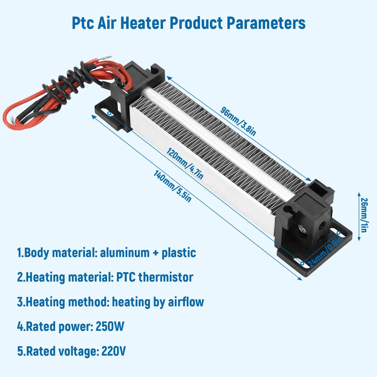 Element grzewczy PTC 220 V 250 W, ceramiczne ogrzewanie powietrza, element grzewczy PTC, ogrzewanie powietrzem PTC do klimatyzatora, kotła wodnego, ogrzewania elektrycznego