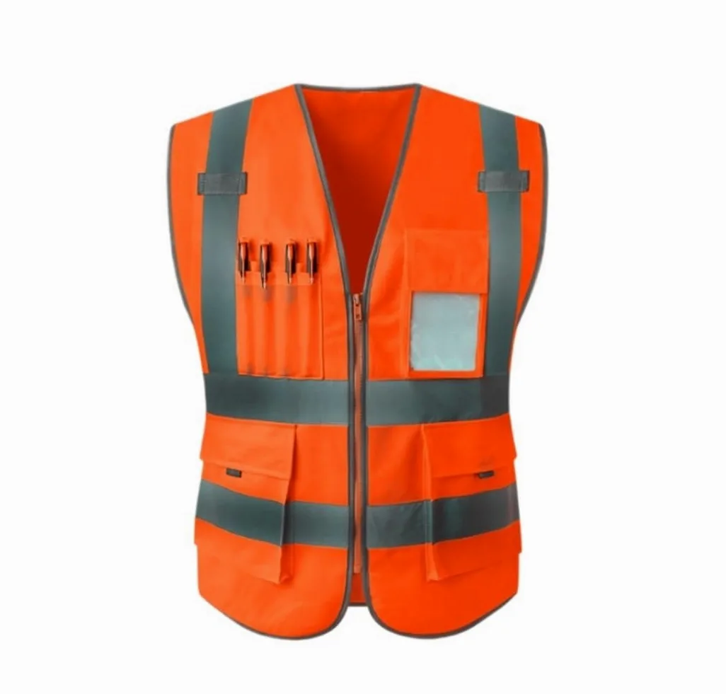 Kamizelka Odblaskowa Kamizelka Odblaskowa Do Pracy Nocnej, Jazdy Na Rowerze, Służby Drogowej, Kamizelka Administracji Drogowej Kamizelki Bezpieczeństwa(Oranje)