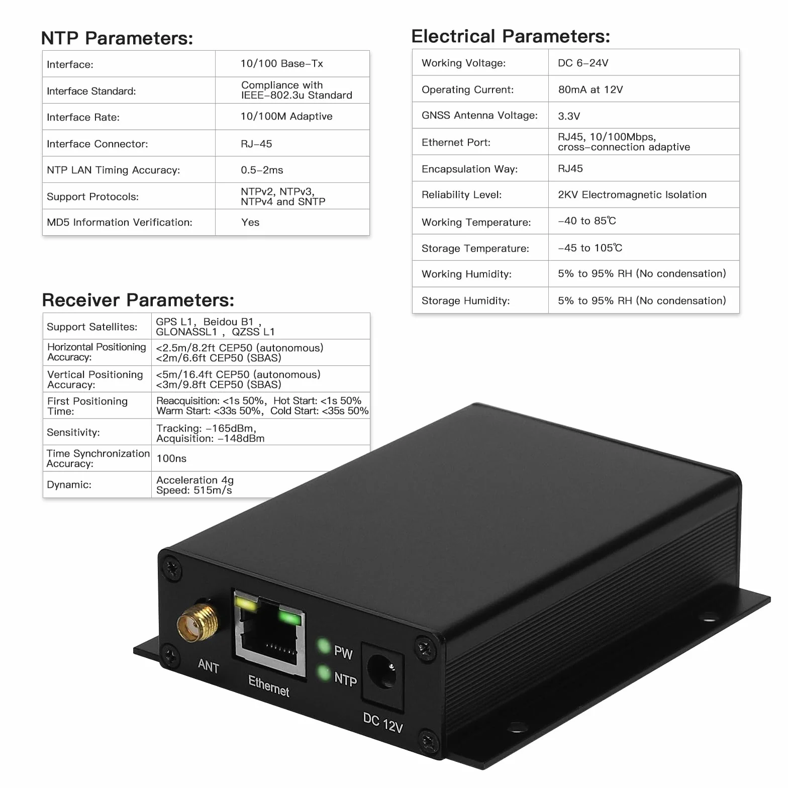 FC-NTP-Mini NTP Serwer stacjonarny Sieć Serwer czasu z portem Ethernet do GPS Beidou GLONASS QZSS