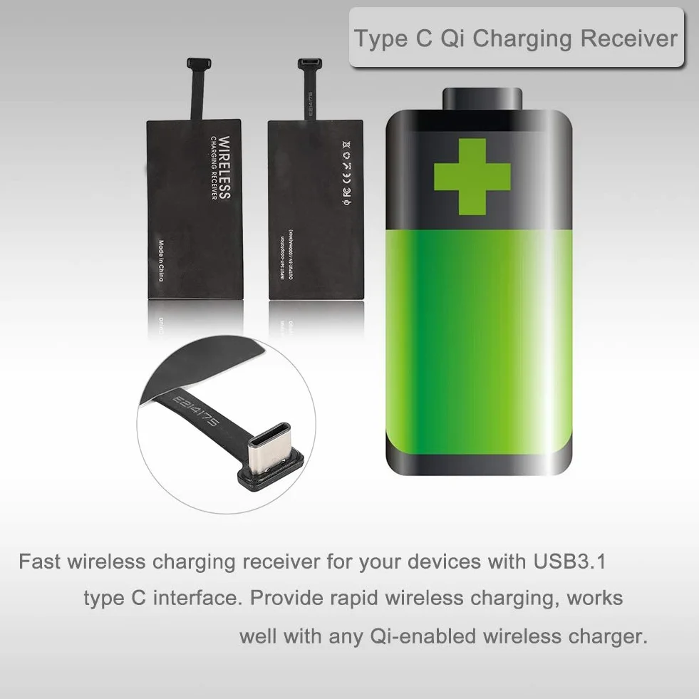 Odbiornik ładowania typu C Qi, typ C USB-C Qi bezprzewodowy moduł odbiornika ładowania smartfona z interfejsem typu C, szybkie ładowanie bezprzewodowe