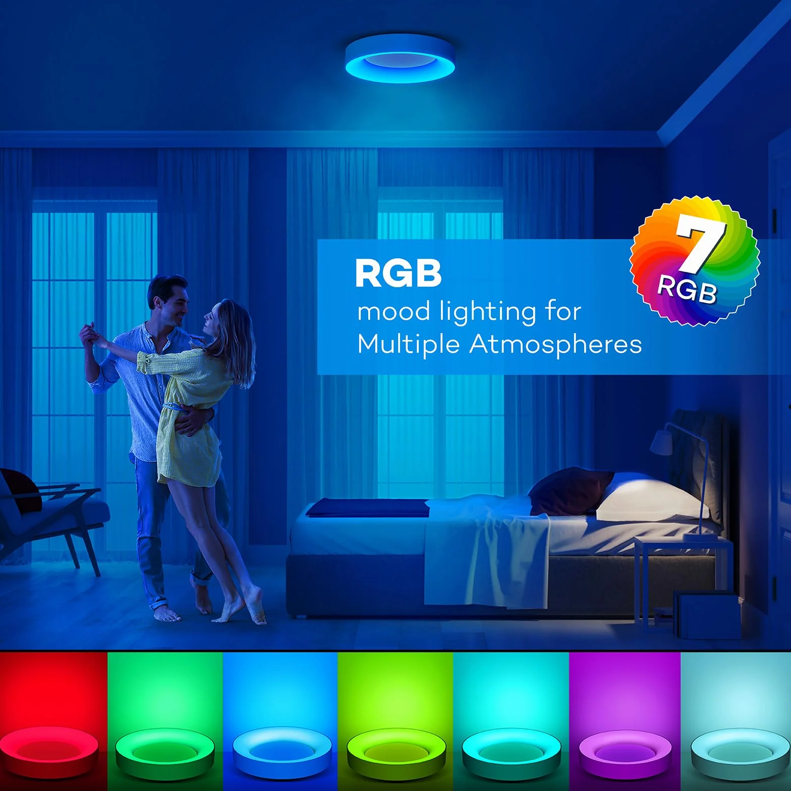 Matane Lampa sufitowa LED RGB, ściemniana, 24 W, lampa sufitowa z pilotem zdalnego sterowania, zmiana koloru 3000-6500 K, do salonu, sypialni, pokoju dziecięcego, kuchni, łazienki, okrągła, 28 cm