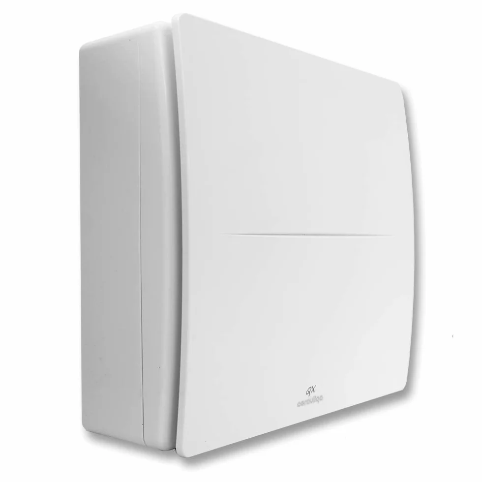 QX80HT firmy Aerauliqa – średnica 73,5 mm – 28/17 W – 104/62 m³/h – PQX00013 – 2 stopnie prędkości – z regulacją wilgotności i timerem