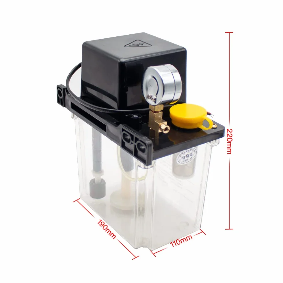 Toplionace Automatyczna pompa smarowa 220 V, elektromagnetyczna pompa oleju, podwójny cyfrowy wyświetlacz, tokarka olejowa (1 l, z manometrem)