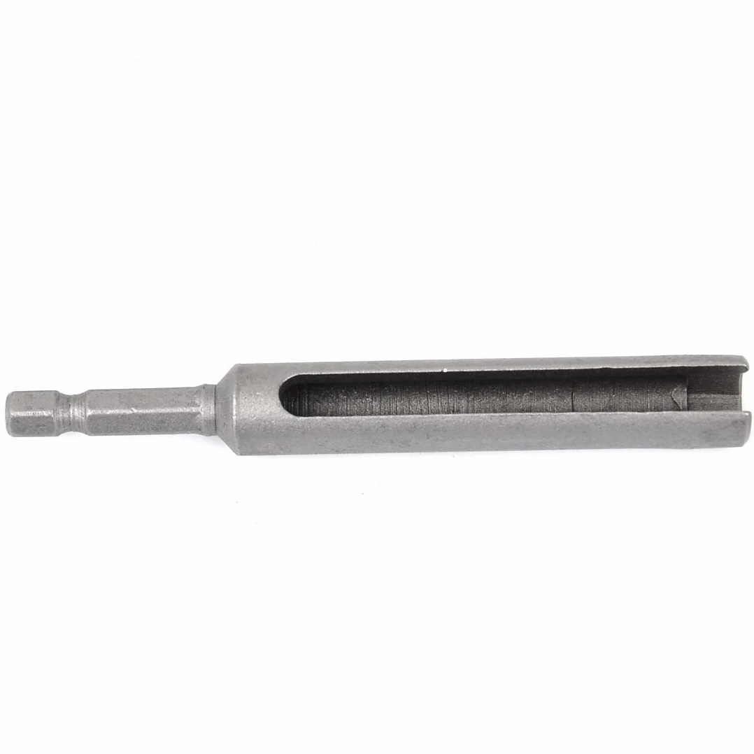 Sourcingmap a16011600ux0952 100 mm długości 8 mm sześciokątne gniazdo nakrętki szczelinowe adapter do bitów, srebrny szary
