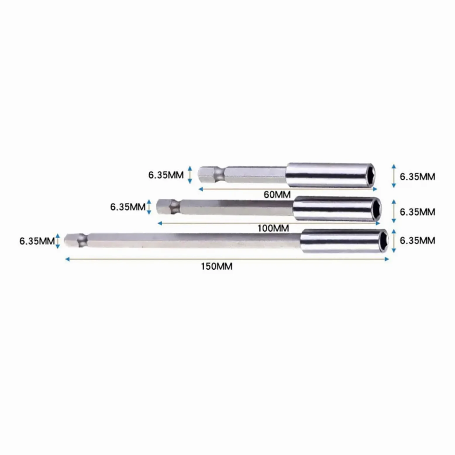 1/10.2 cm sześciokątny magnetyczny uchwyt na bity przedłużające wiertło 60/75/100/150 mm 1 szt. (60 75 100 150 mm)