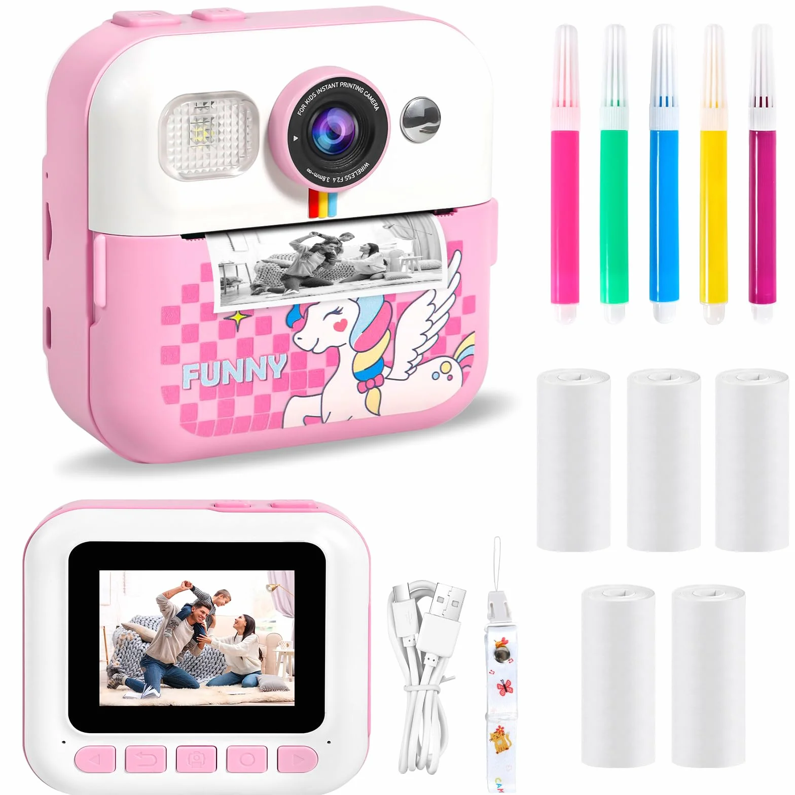 Aparat fotograficzny dla dzieci Instantanea 2.4" HD 1080P z kartą SD 32GB