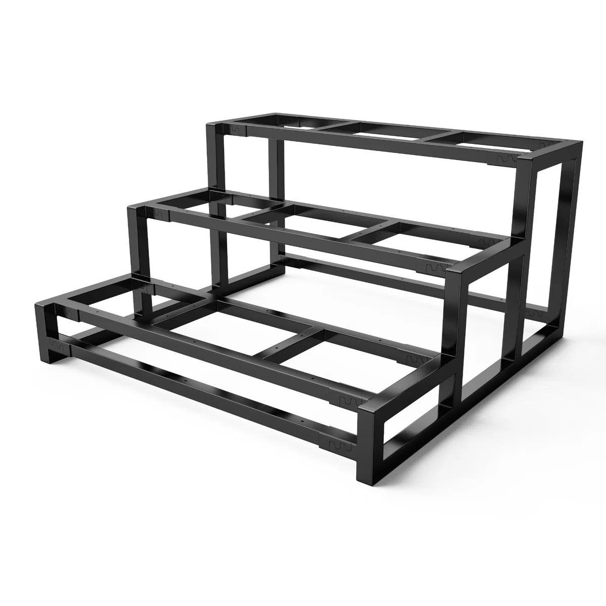 Wytrzymałe 3-stopniowe metalowe podłużnice schodowe, stal ocynkowana, nośność 299 kg, do przyczepy kempingowej, małego werandy domowej, 60 cm szerokości, 53 cm wysokości