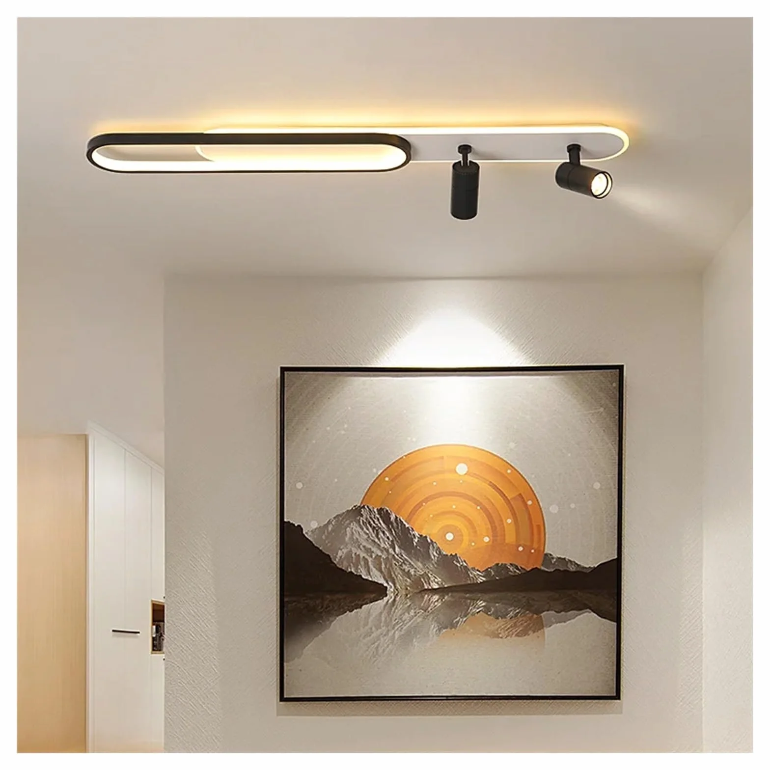 Nowoczesne lampy sufitowe LED z reflektorem do korytarza, kompatybilne z salonem, garderobą, dekoracja domu, oświetlenie LED, żyrandole-złoty-L100 cm