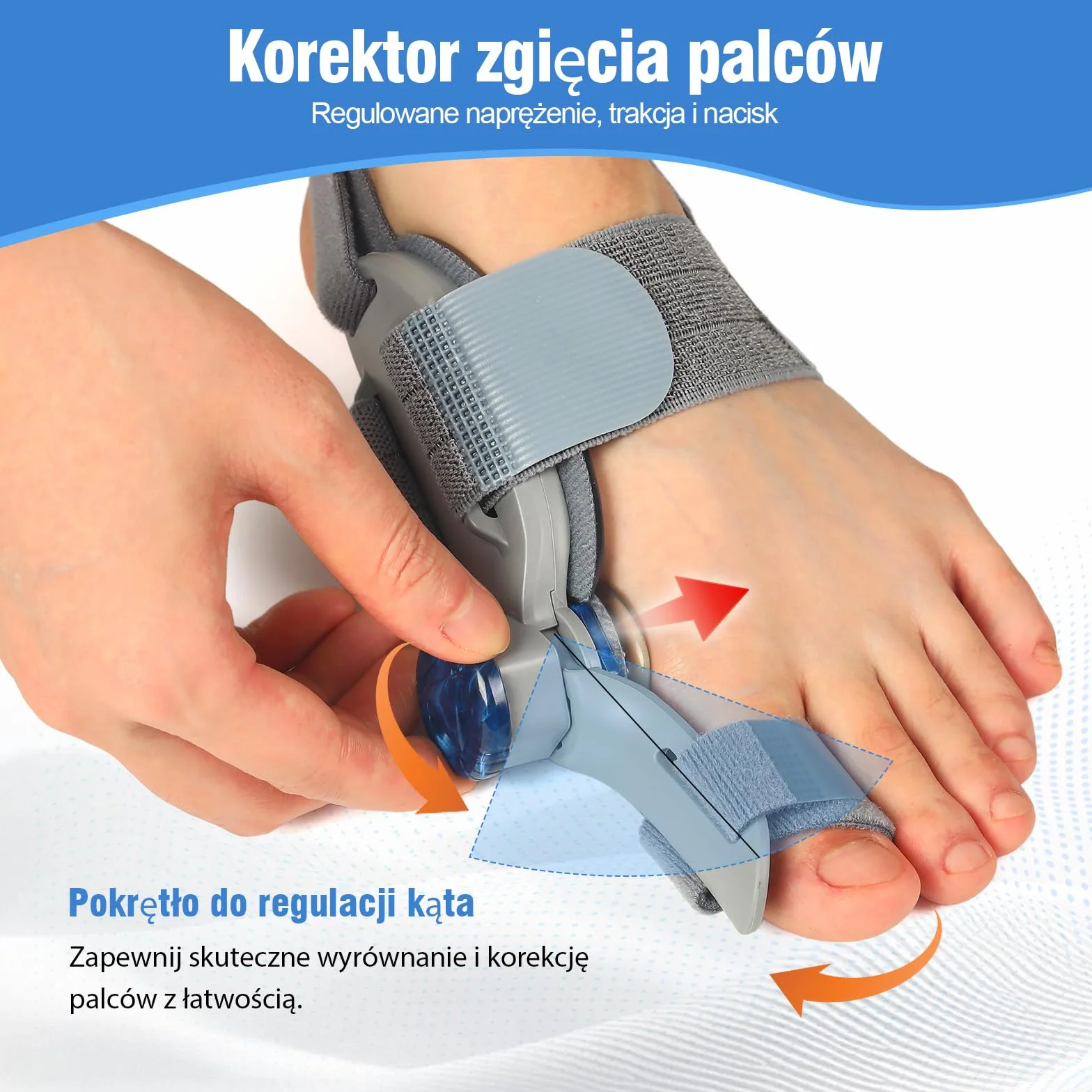 Szyna na haluksy z regulowaną śrubą – korekcja palucha koślawego z miękką poduszką żelową – unisex, uniwersalny rozmiar, pasuje na lewą i prawą stopę (1 szt.)