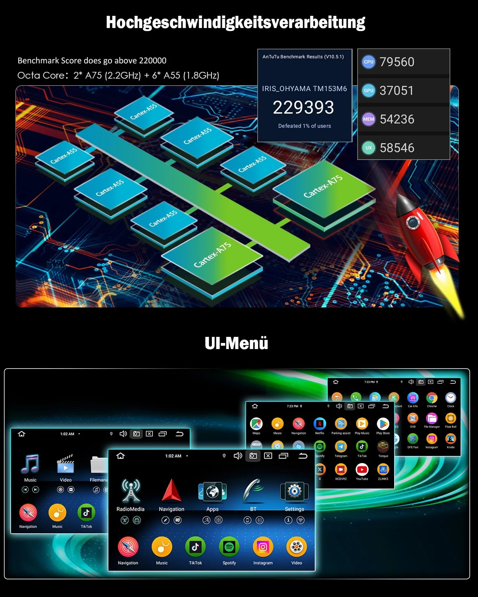 Erisin 8-rdzeniowy 4 GB 64 GB Android 14 GPS radio samochodowe Bluetooth 5.0 nawigacja Fiat 500 2008-2015 7 cali ekran dotykowy bezprzewodowy CarPlay Android Auto WiFi