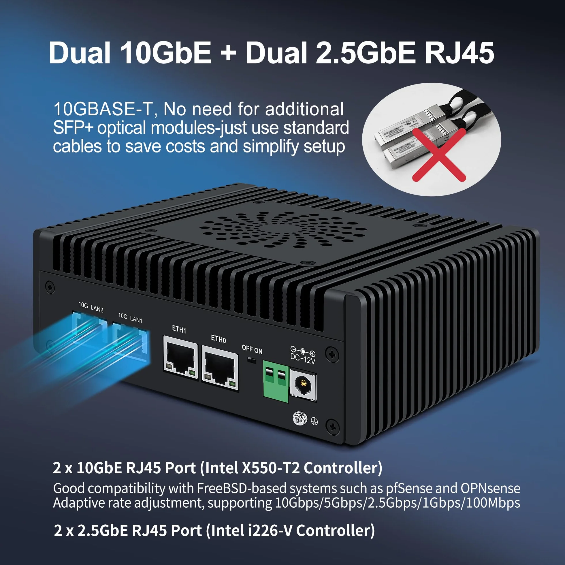 CWWK N150 Mini PC Firewall 4x 10GbE RJ45 2.5GbE LAN S7 Pro OPNsense Barebone DDR5 Dual NVMe