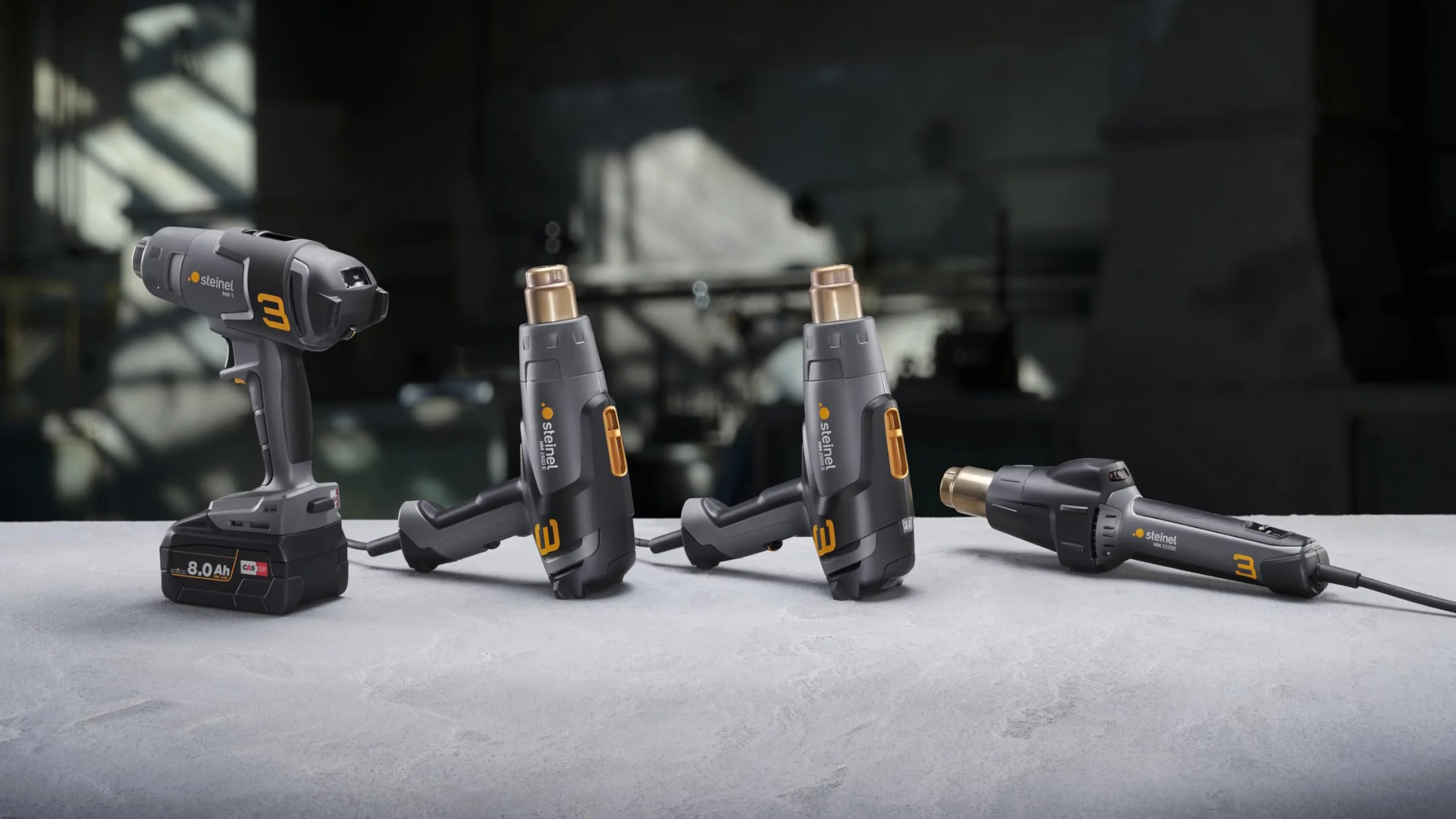 Steinel Pistolet grzewczy HM 1920 E, 2000 W, 80-600°C, pistolet na gorące powietrze z grzałką ceramiczną, do obkurczania, foliowania i zgrzewania tworzyw sztucznych