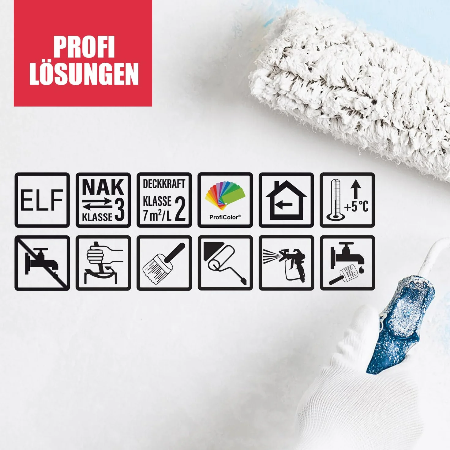 DICHTON Bio farba krzemianowa wewnątrz 5 l, biała, farba krzemianowa do wnętrz, farba ścienna, farba mineralna do betonu, gipsu, tynku, raufaza w łazience, kuchni, garażu – neutralna dla alergików,
