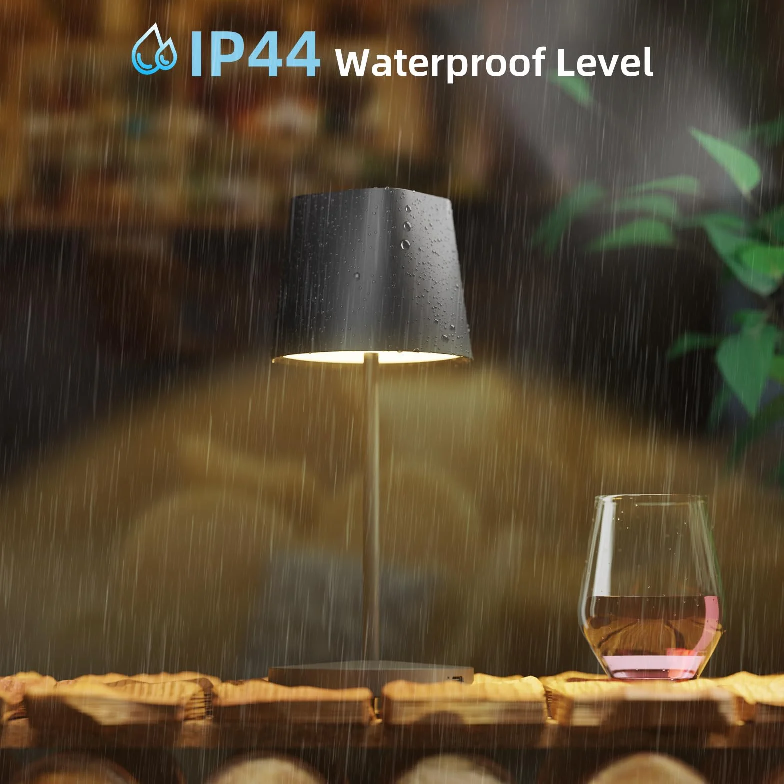 Quntis Bezprzewodowa Lampa Stołowa Led, Ściemniana Dotykowo, Lampa Stołowa O Podwójnej Temperaturze Barwowej 3000K-4000K, Wodoodporna Zewnętrzna Lampa Stołowa IP44 Do Stołu Jadalnego, Balkon -1 Sztuki