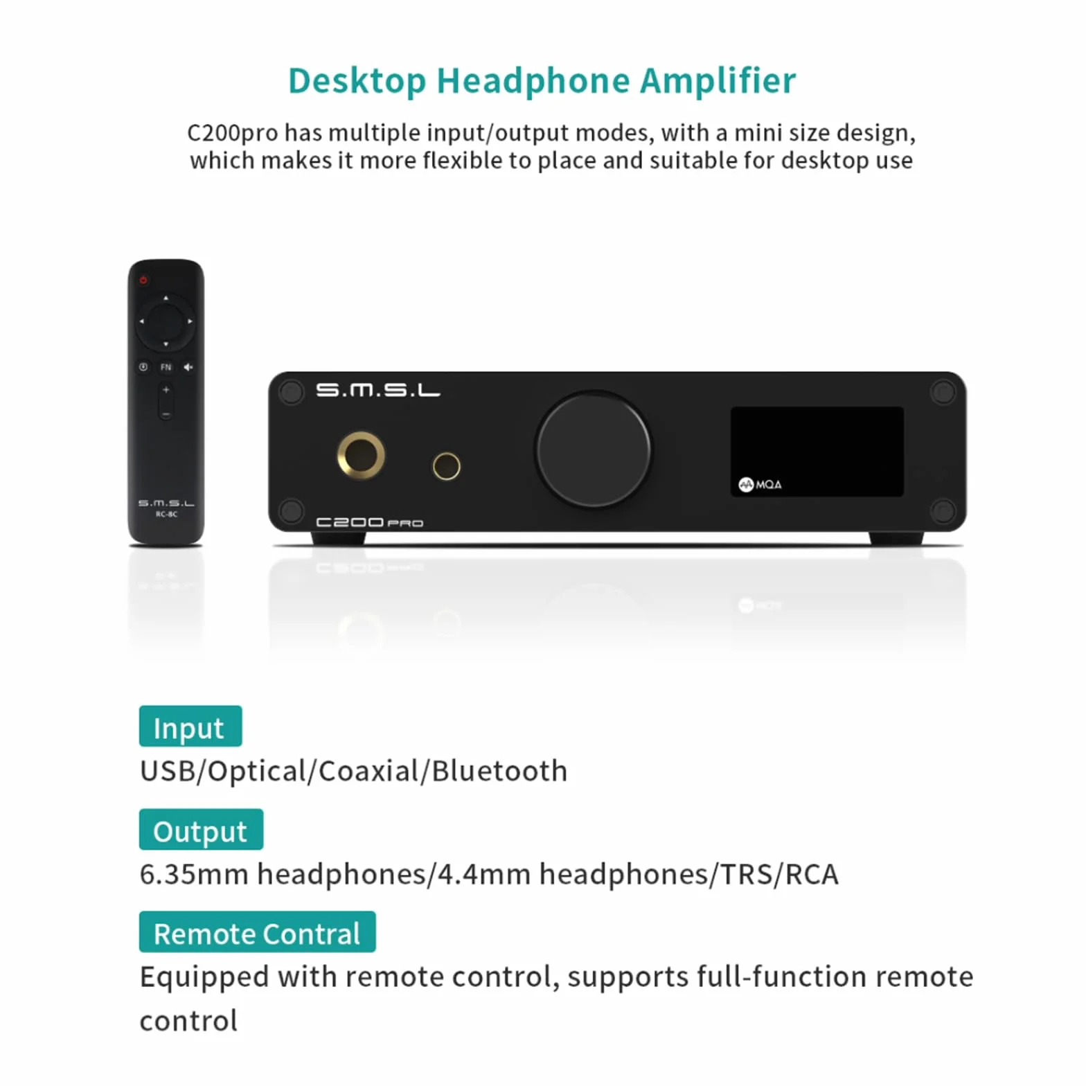 S.M.S.L C200PRO MQA DAC Wzmacniacz słuchawkowy ESS ES9039Q2M Bluetooth 5.1 32bit/768kHz DSD