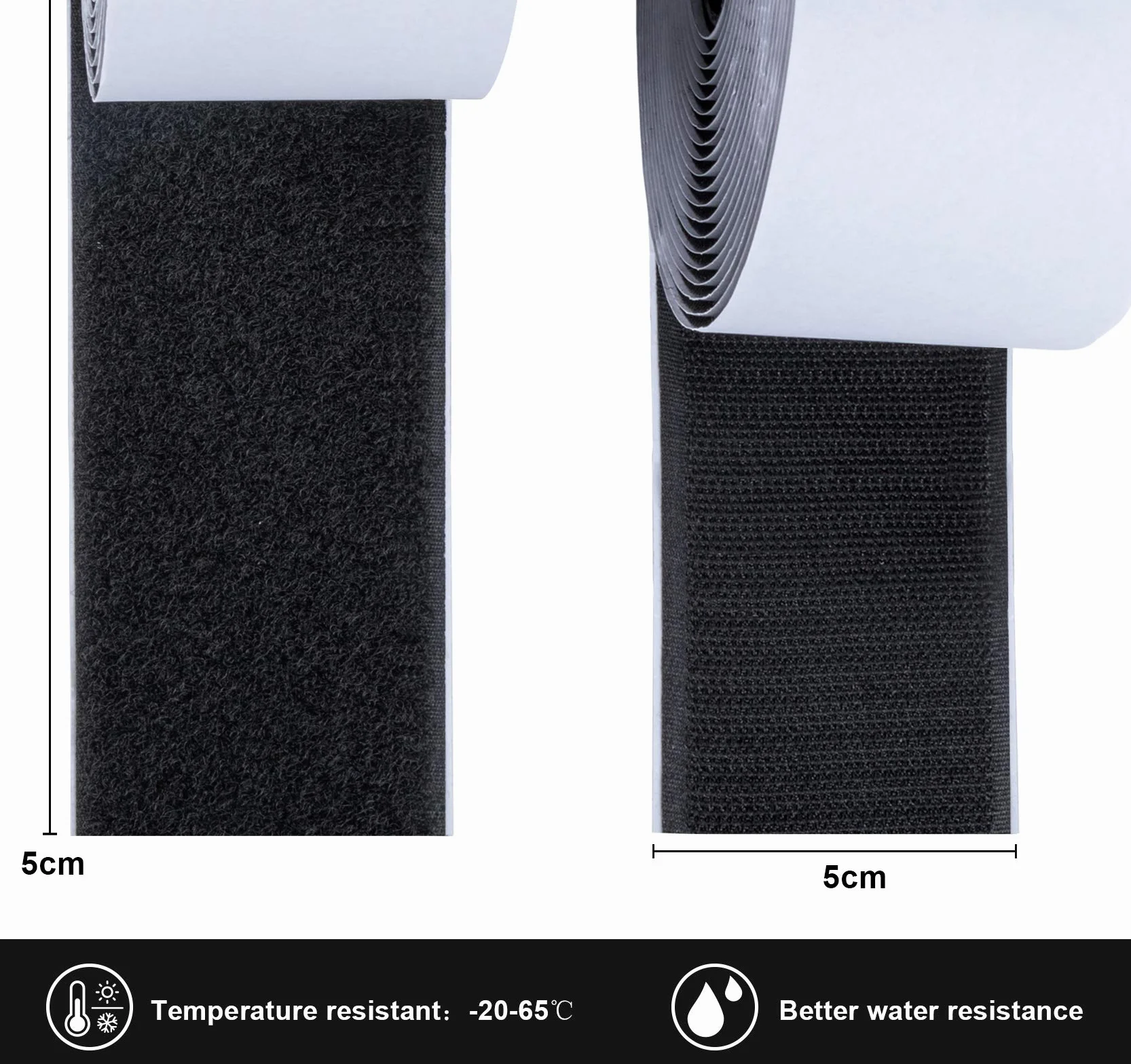 ilauke 5 m x 50 mm bardzo mocne paski samoprzylepne 1 x nożyczki, 5 m haczyk i 5 m klamra mocująca samoprzylepna taśma samoprzylepna, do organizacji, czyszczenia, mocowania, zawieszania zdjęć, czarna