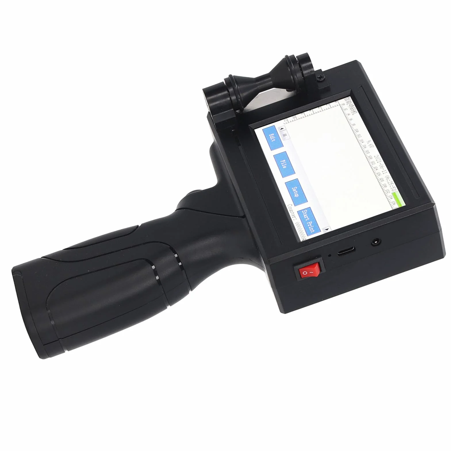 Ręczna Drukarka Atramentowa, Ręczny Pistolet do Drukarek Atramentowych SC18 12,7 Mm z Ekranem Dotykowym LED o Przekątnej 4,3 Cala, Przenośna Maszyna do Kodowania Atramentowego