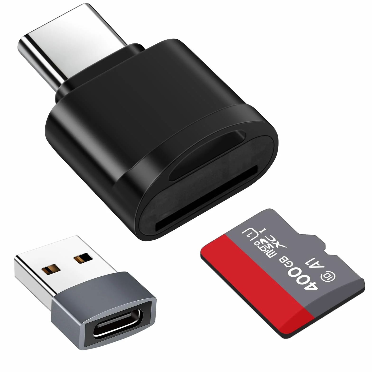 Czytnik kart TF Micro SD USB C USB Adapter do laptopów MacBook Samsung Galaxy Czarny