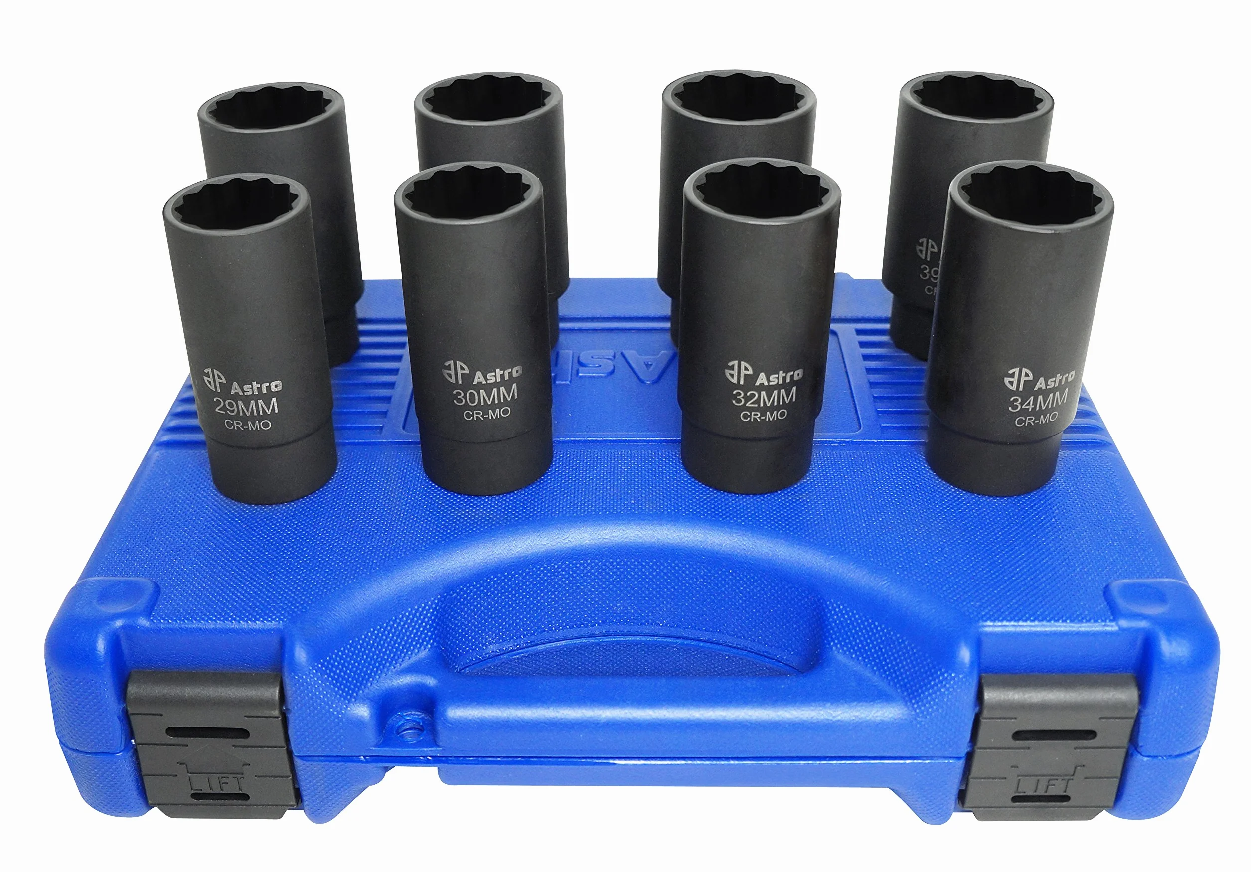 Astro Pneumatic Tool Zestaw 12-kątnych nasadek udarowych do nakrętek osi, 8 części (78868)