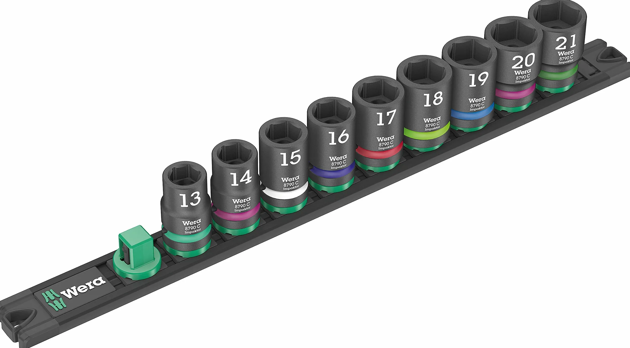 Wera 05005490001 listwa magnetyczna z nasadkami C Impaktor 1 zestaw nasadek na klucz nasadowy, napęd 1/2", 9-częściowy, Czarny