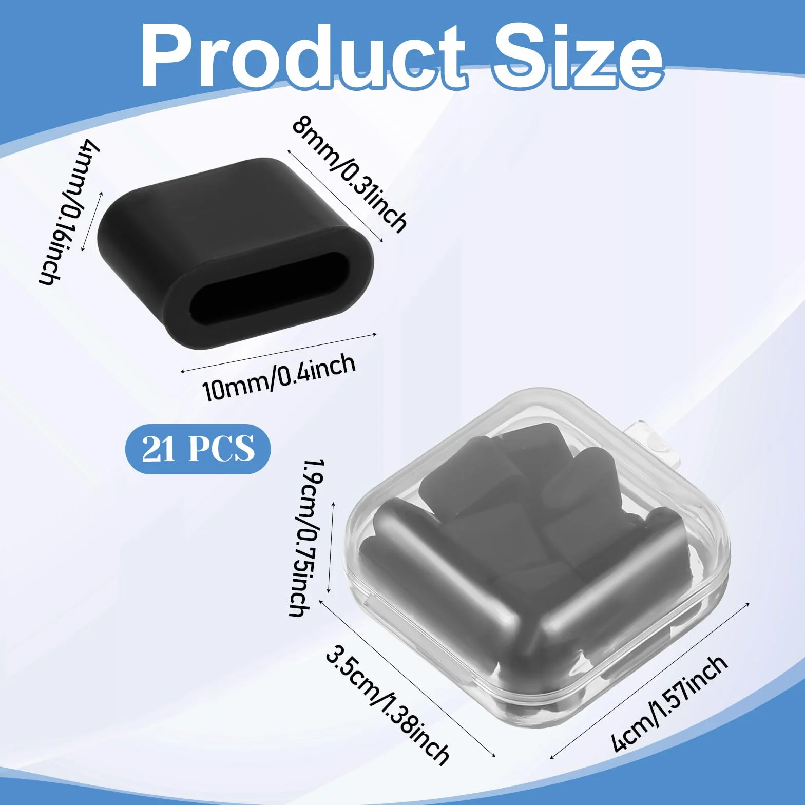 Larrel 20 sztuk silikonowe zatyczki USB C ochroną przeciwpyłową z plastikową skrzynką