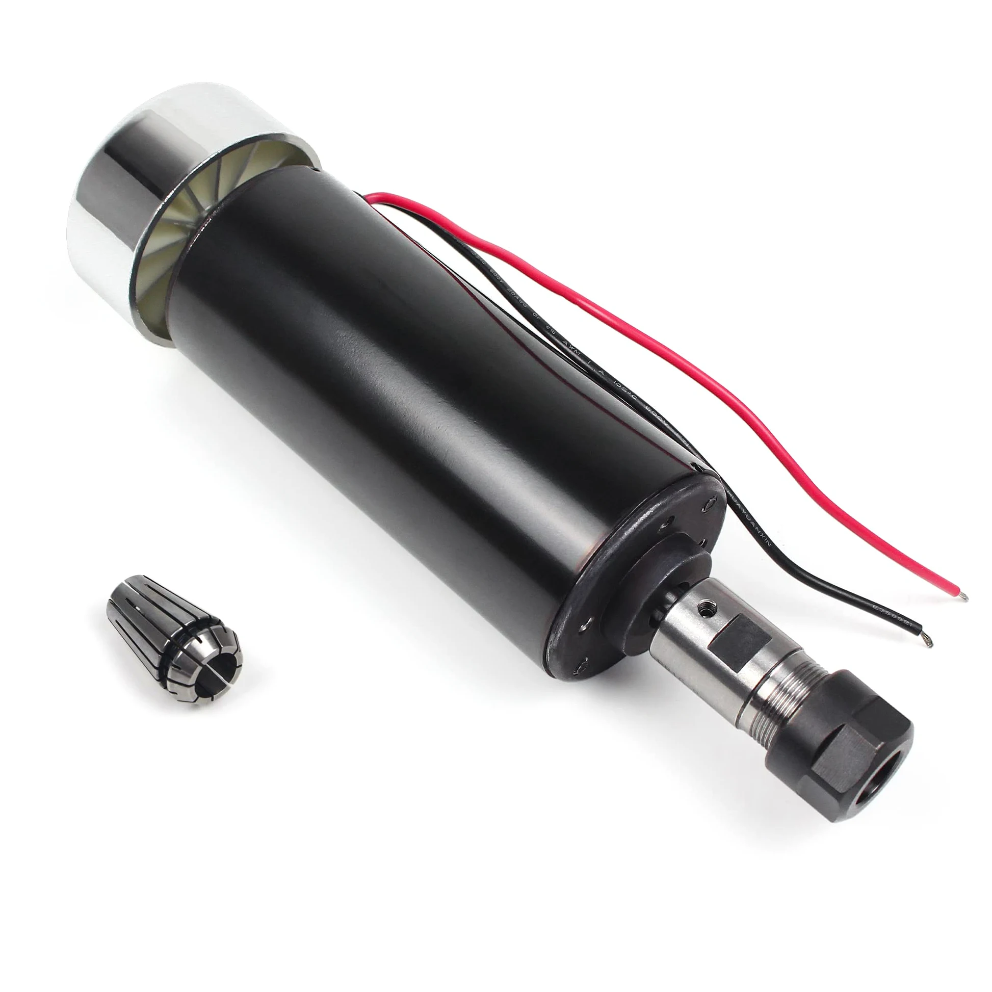RATTMMOTOR Silnik wrzecionowy 500 W, silnik wrzecionowy CNC 52 mm 48 VDC ER16 chłodzenie powietrzem 12000 obr./min + 8 mm ER16 tuleja zaciskowa do samodzielnego grawerowania/frezarki CNC