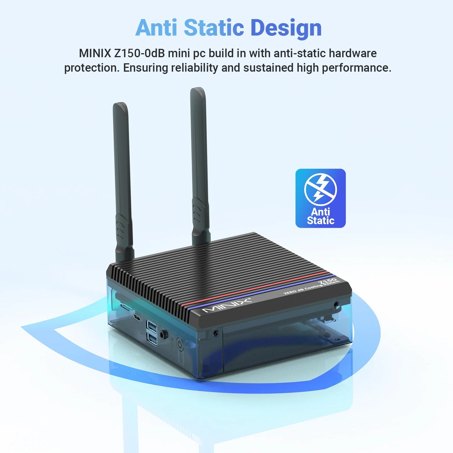MINIX Z150-0dB Fanless Mini PC Intel N150 16GB DDR4 512GB SSD 4K Dual Display 2.5G LAN USB-C Vesa Mount