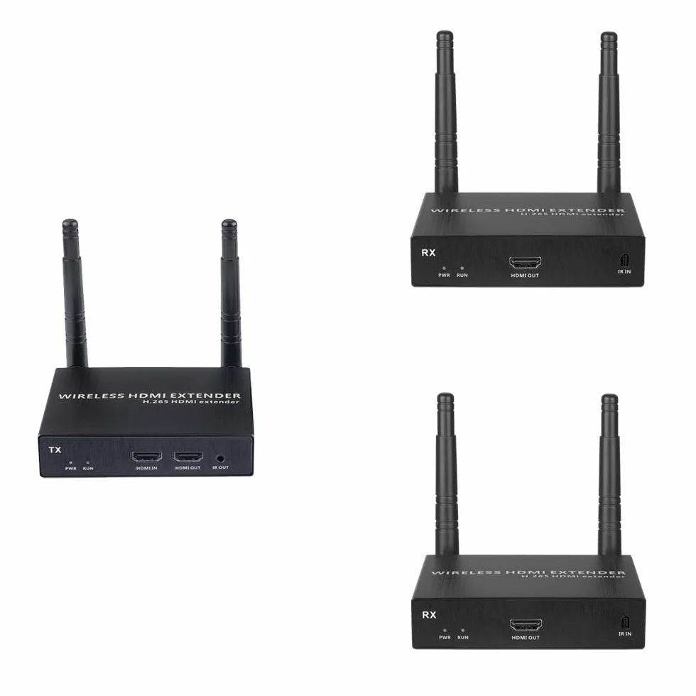 EXVIST 4K@30FPS bezprzewodowy zestaw przedłużający HDMI z 2 odbiornikami, H.265, zasięg 328 stóp, podczerwień