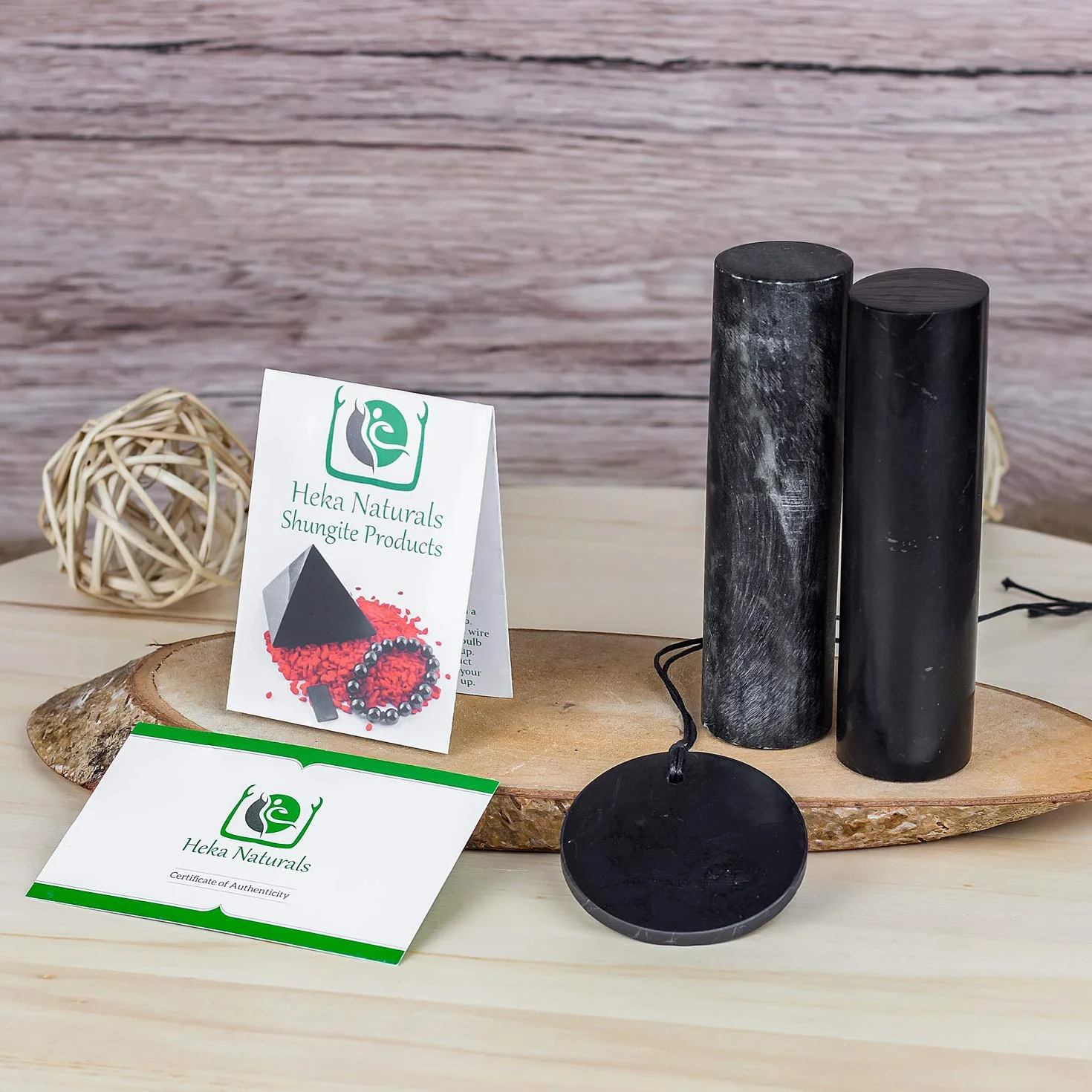 Heka Naturals Harmonizator szungit i steatyt i duży zestaw wisiorków | naturalna redukcja stresu – duchowa ochrona, zestaw naturalnych kryształów – kamienie czakry Feng Shui
