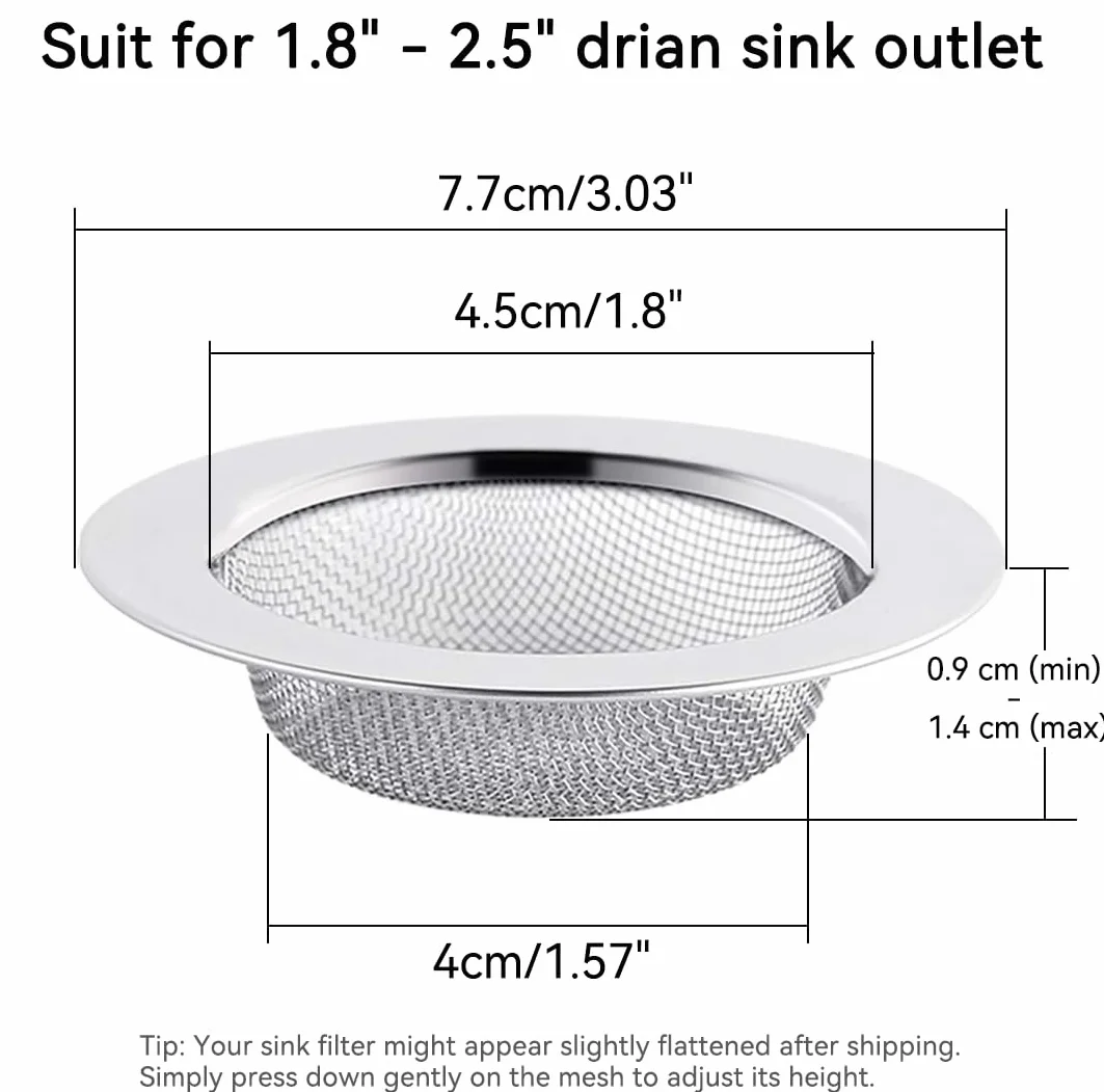 2 szt. Zdejmowany filtr do zlewu kuchennego, sitko ze stali nierdzewnej 7,5 cm, akcesoria kuchenne wielokrotnego użytku