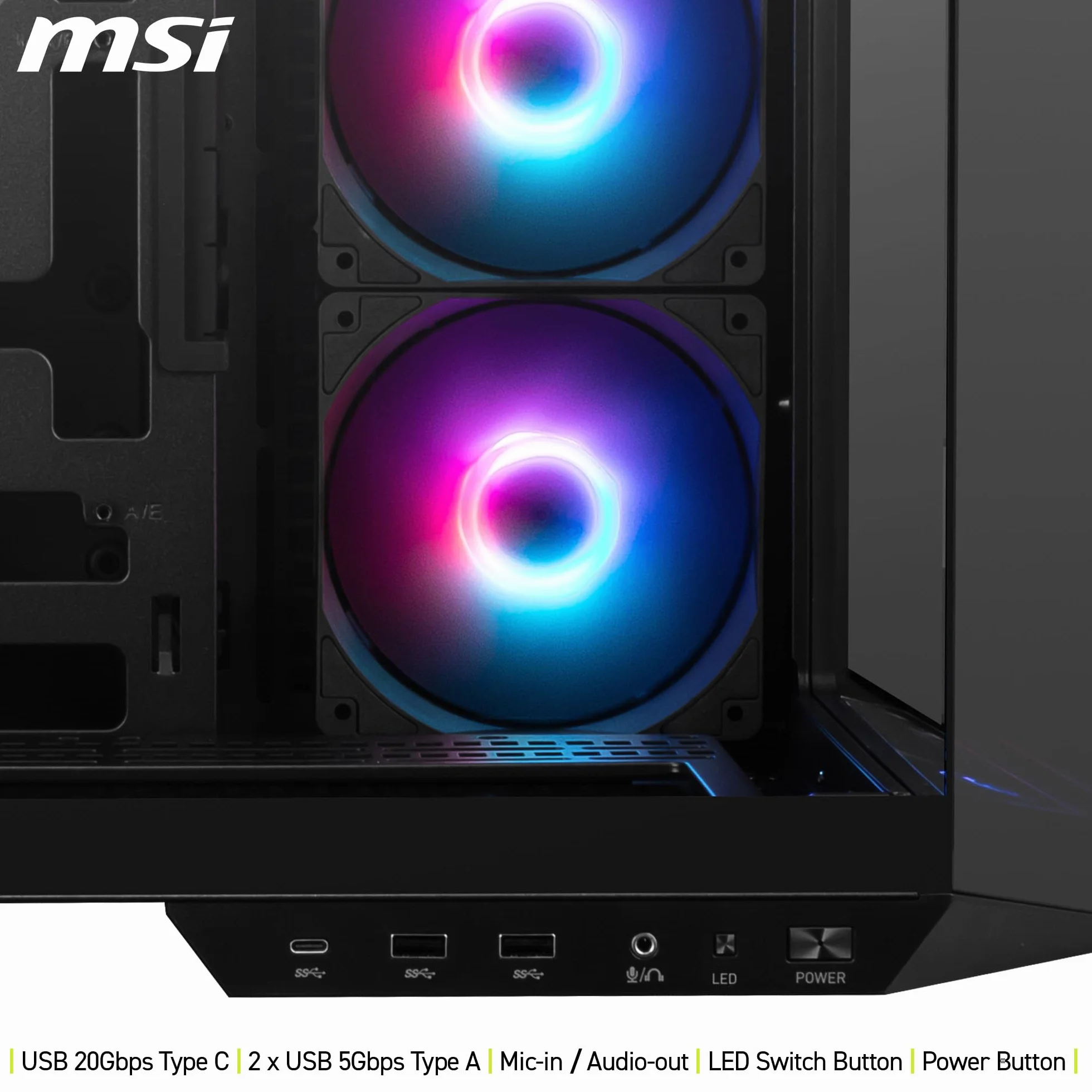 MSI MAG PANO 100R PZ obudowa ATX, USB typu C 20 Gb/s, pionowy wspornik GPU
