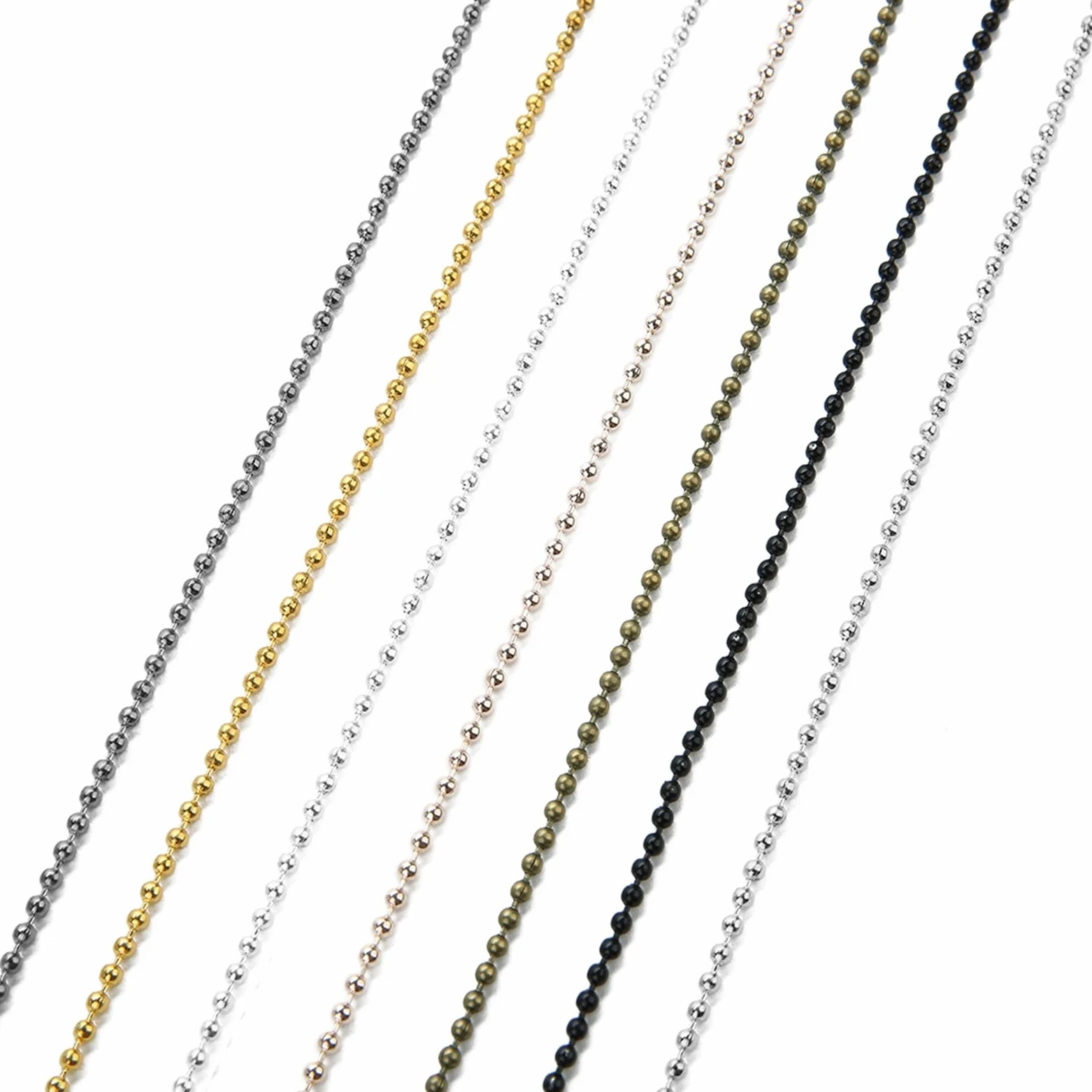 Łańcuszek kulkowy 40 jardów łańcuszek kulkowy z koralikami do samodzielnego tworzenia półproduktów do wyrobu biżuterii(Rhodium,Dia 2.4mm)