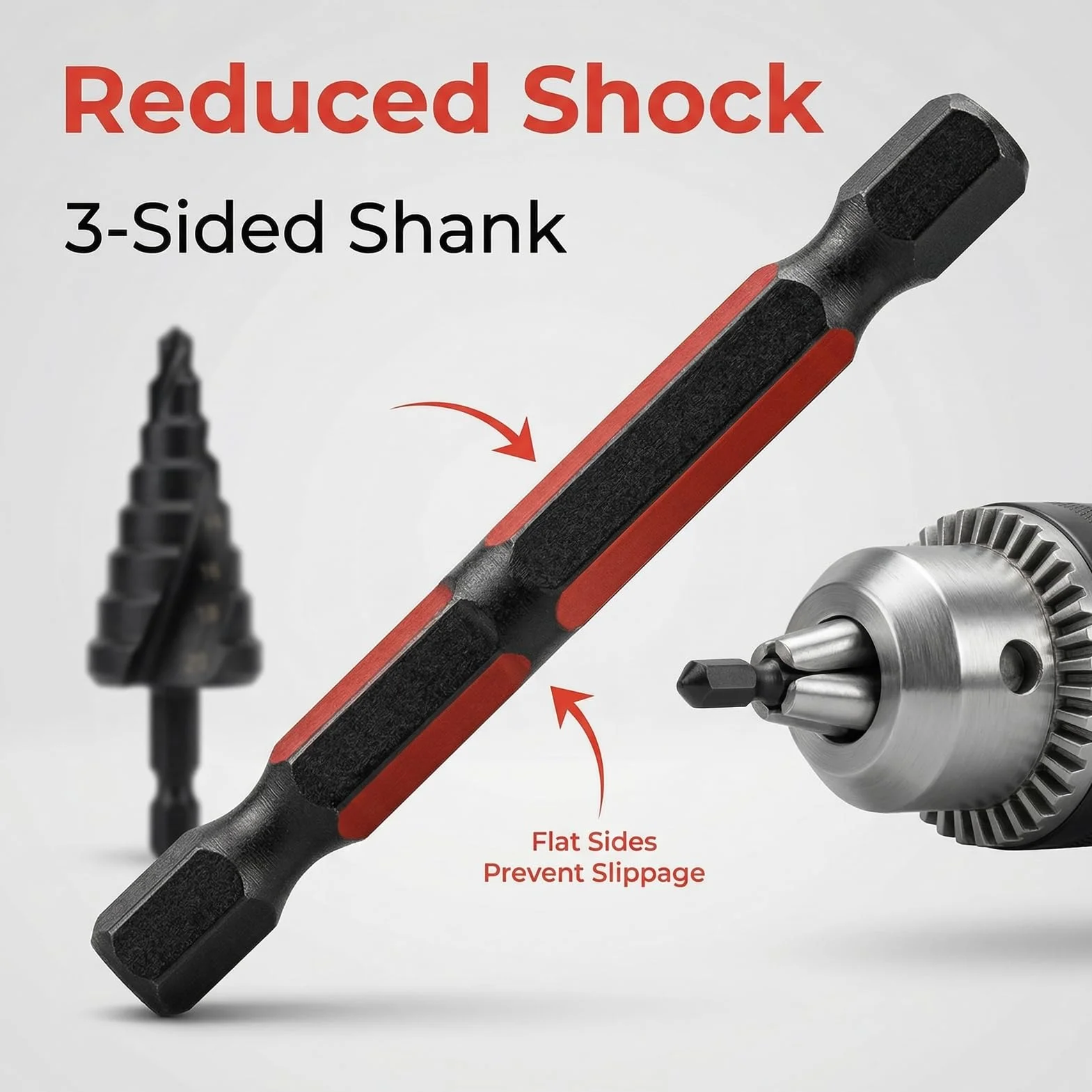 Step Zestaw bitów do frezów krokowych do metal do stali, wiertło stopniowe HSS Spiral Groove Pagoda Hole Reamer Hex Shank Tool for Metal Black