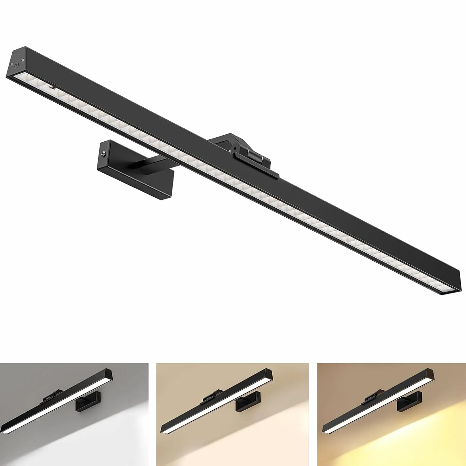 AIBOO Bezprzewodowa lampa LED do obrazu, ładowana, z pilotem zdalnego sterowania, zasilanie bateryjne, 60 cm, bezprzewodowa, ścienna lampa ścienna, lampa do obrazu, oświetlenie darta, możliwość