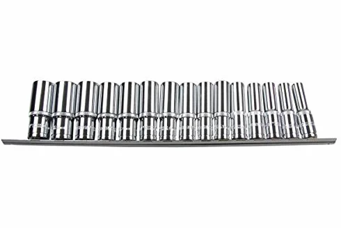 Bergen 15 szt. 1/2" DR 6pt głębokie gniazda na szynie 10-24 mm 1279