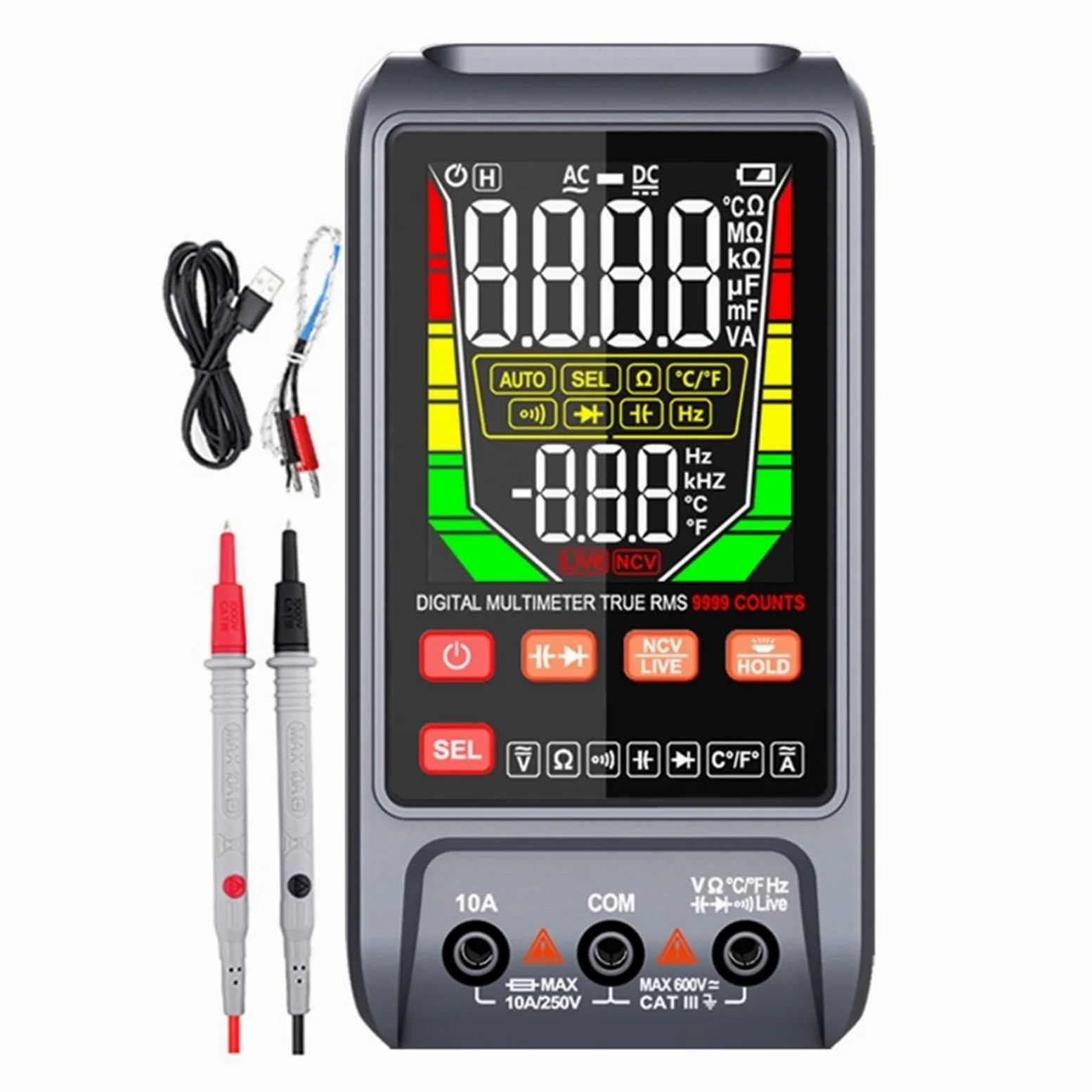 Multimetr Cyfrowy DC AC Multimetr Tester Pojemności Ręczny Zakres Woltomierz True RMS Tester Próbnik Elektroniczny Narzędzie Dla Elektryków(116)